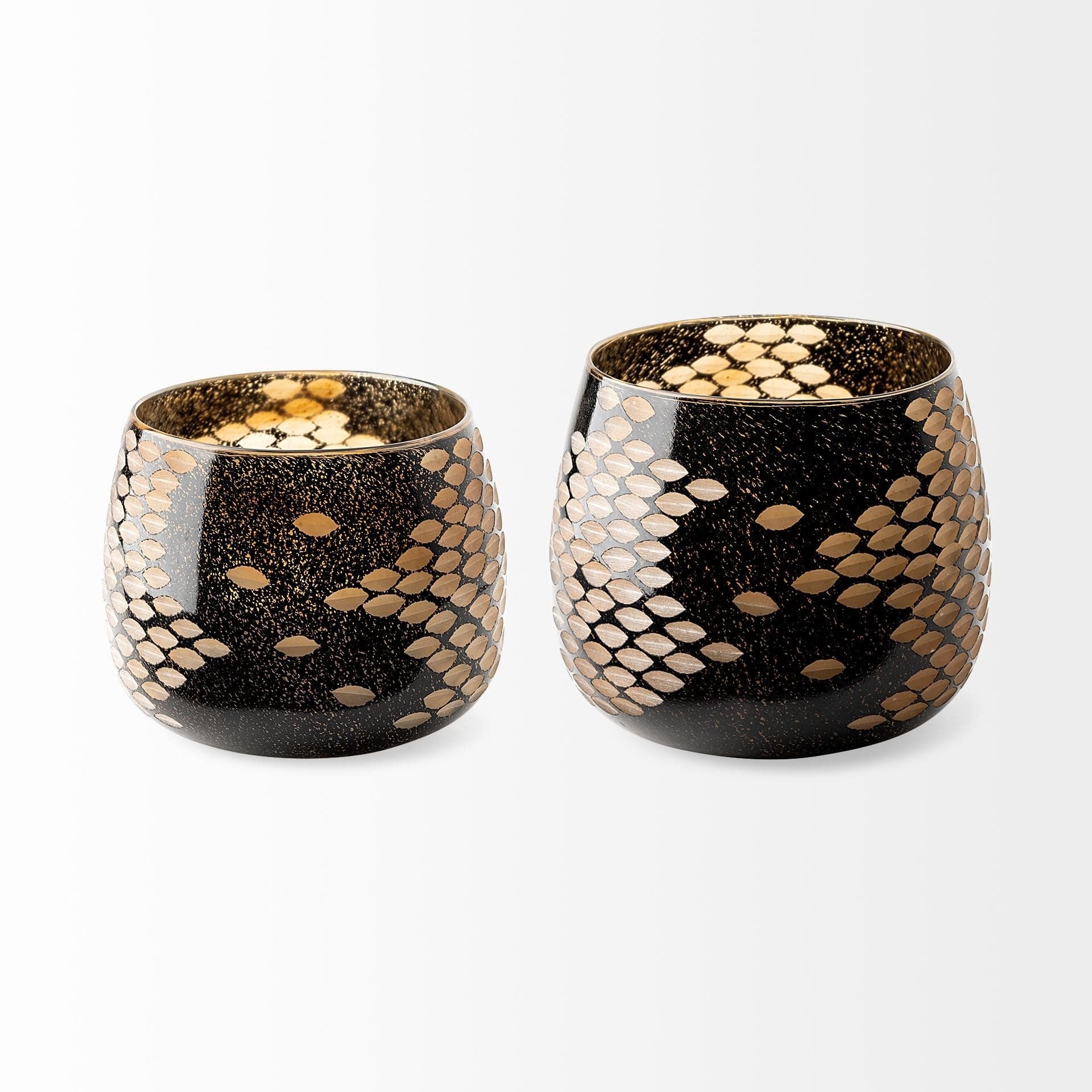 6" Black and Gold Artisan Bubble Glass Vase - Image 2