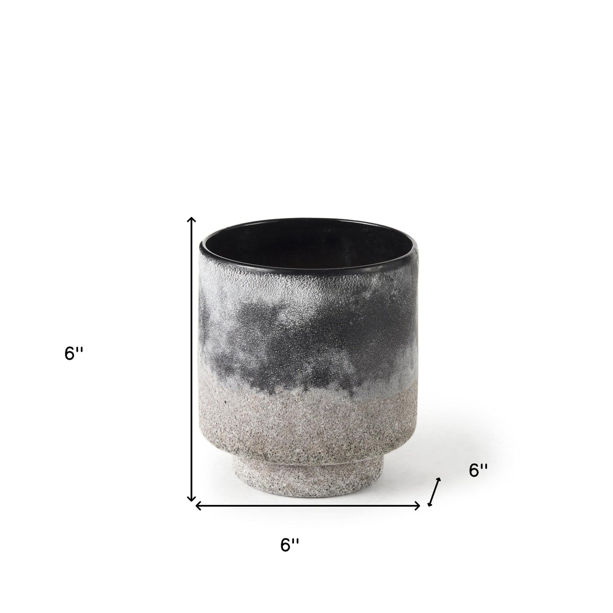 6" Black Brown and Gray Ombre Textured Ceramic Vase - Image 6