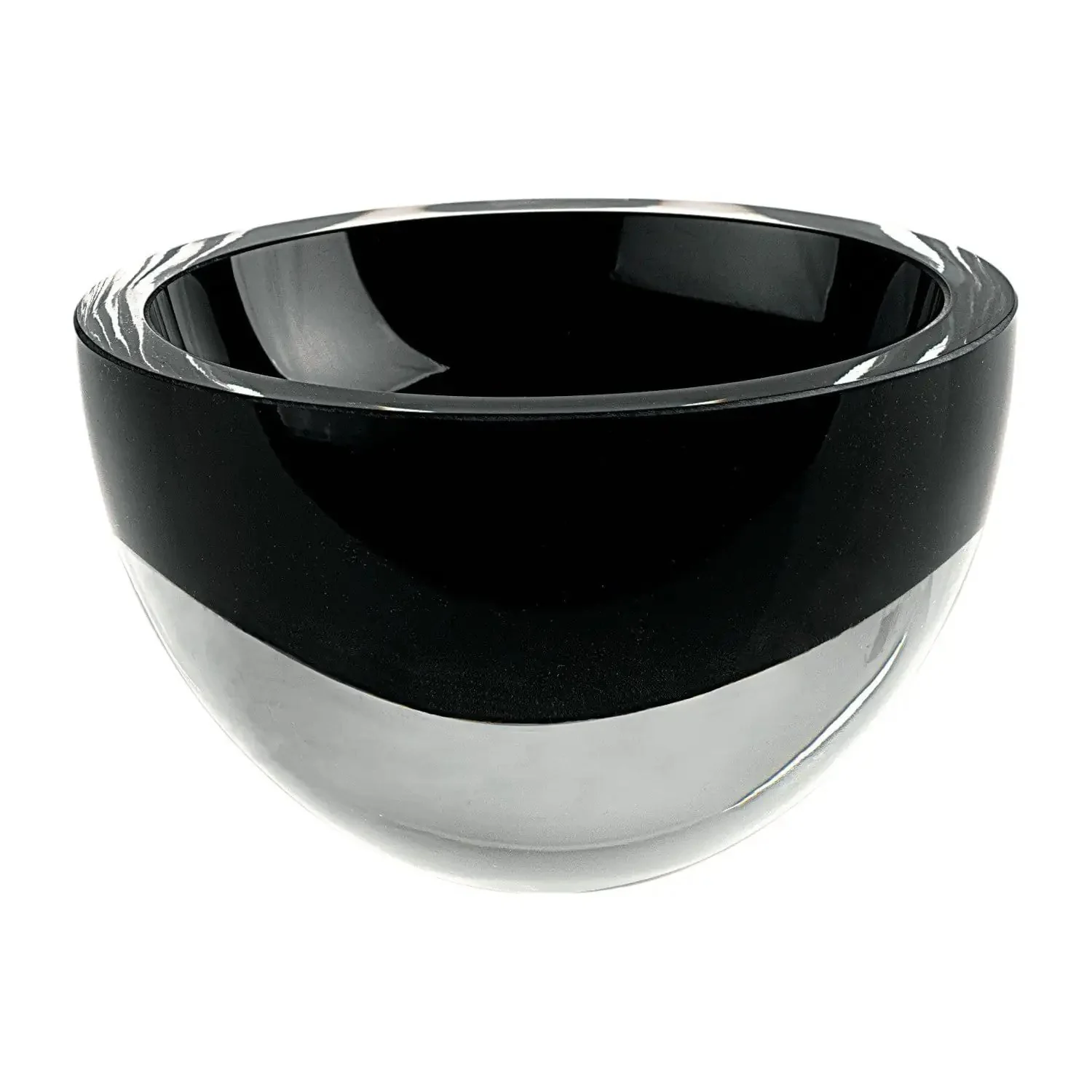 6" Black Mouth Blown Crystal Thick Walled Bowl - Image 2