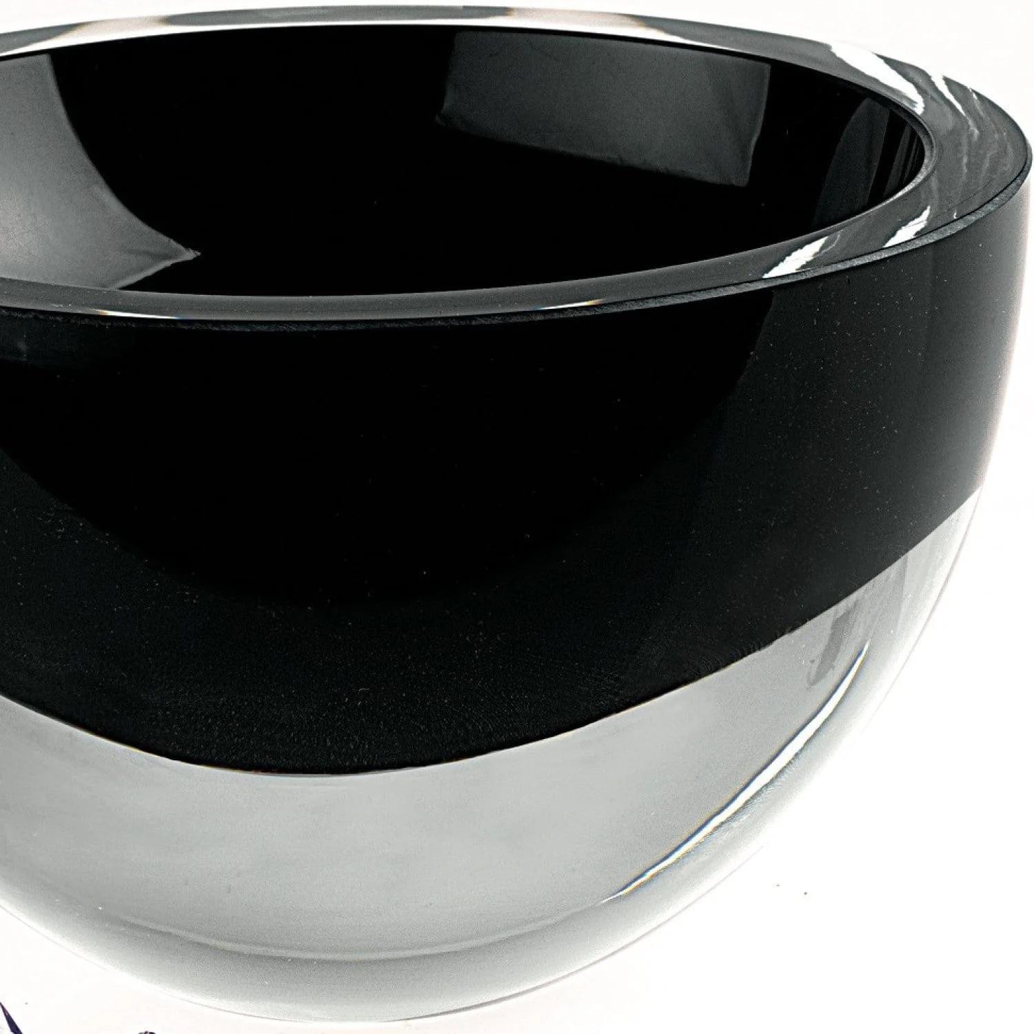 6" Black Mouth Blown Crystal Thick Walled Bowl - Image 3