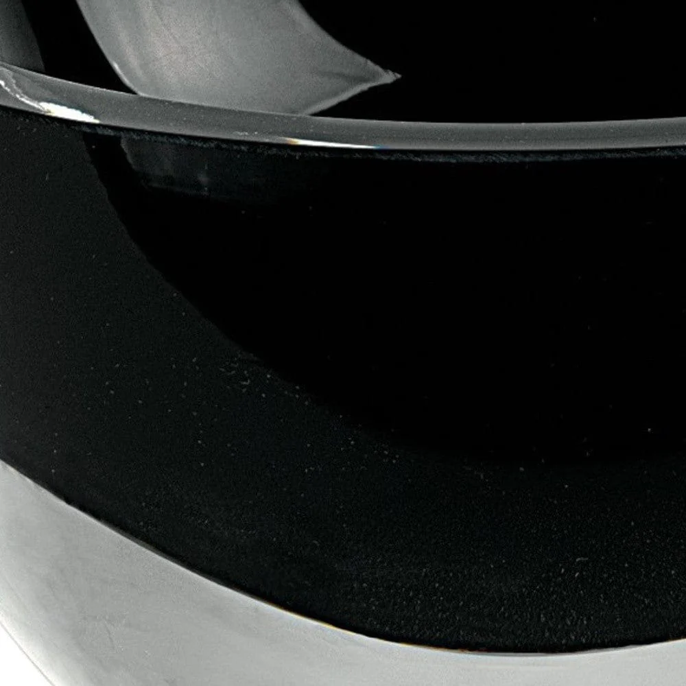 6" Black Mouth Blown Crystal Thick Walled Bowl - Image 5