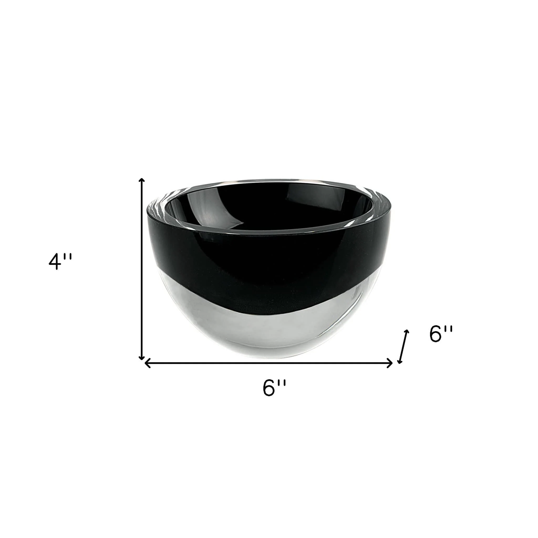 6" Black Mouth Blown Crystal Thick Walled Bowl - Image 7