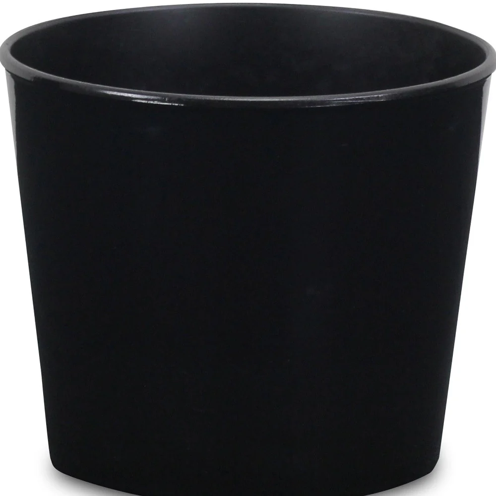 6" Black Recycled Plastic Indoor Outdoor Round Pot Planter - Image 4