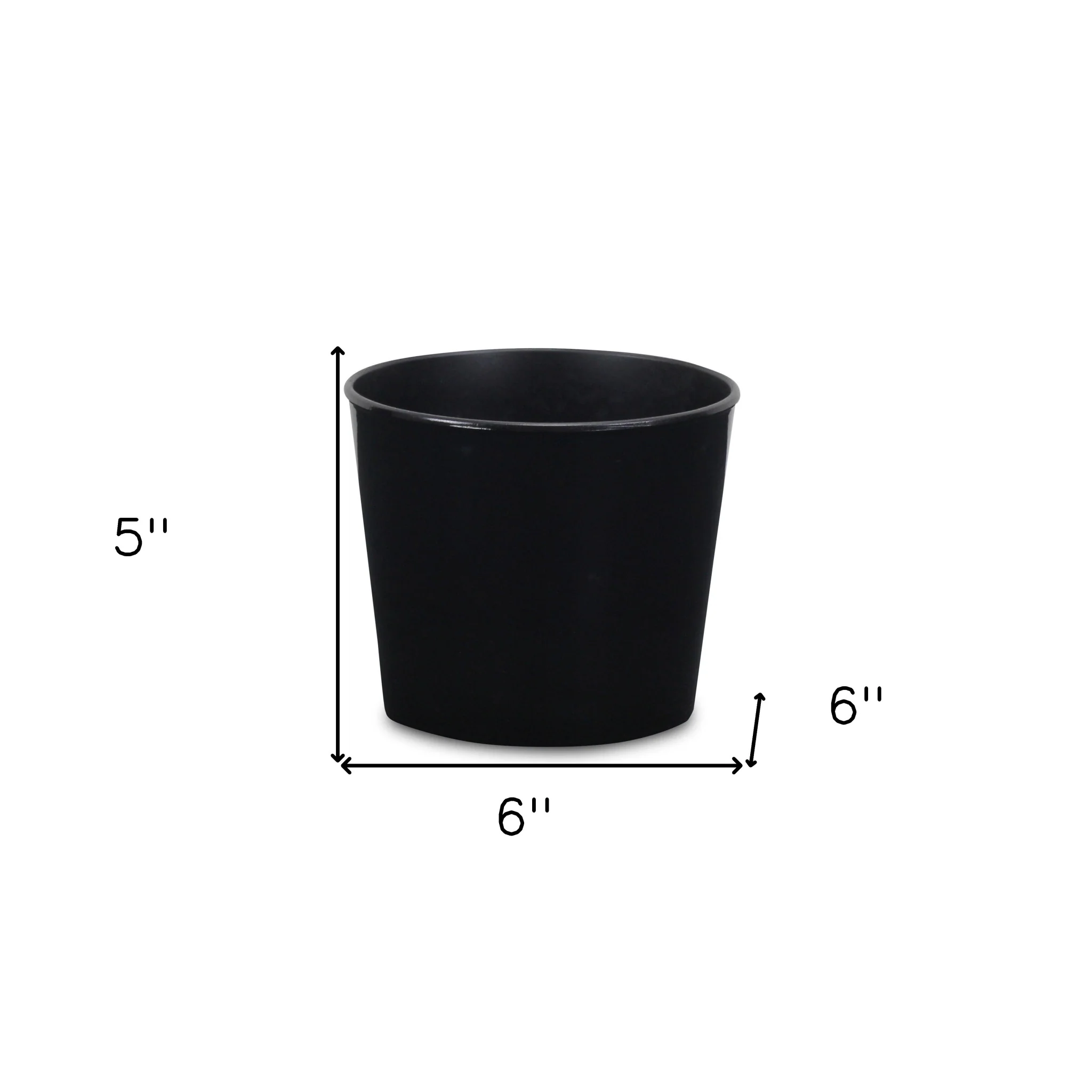 6" Black Recycled Plastic Indoor Outdoor Round Pot Planter - Image 5