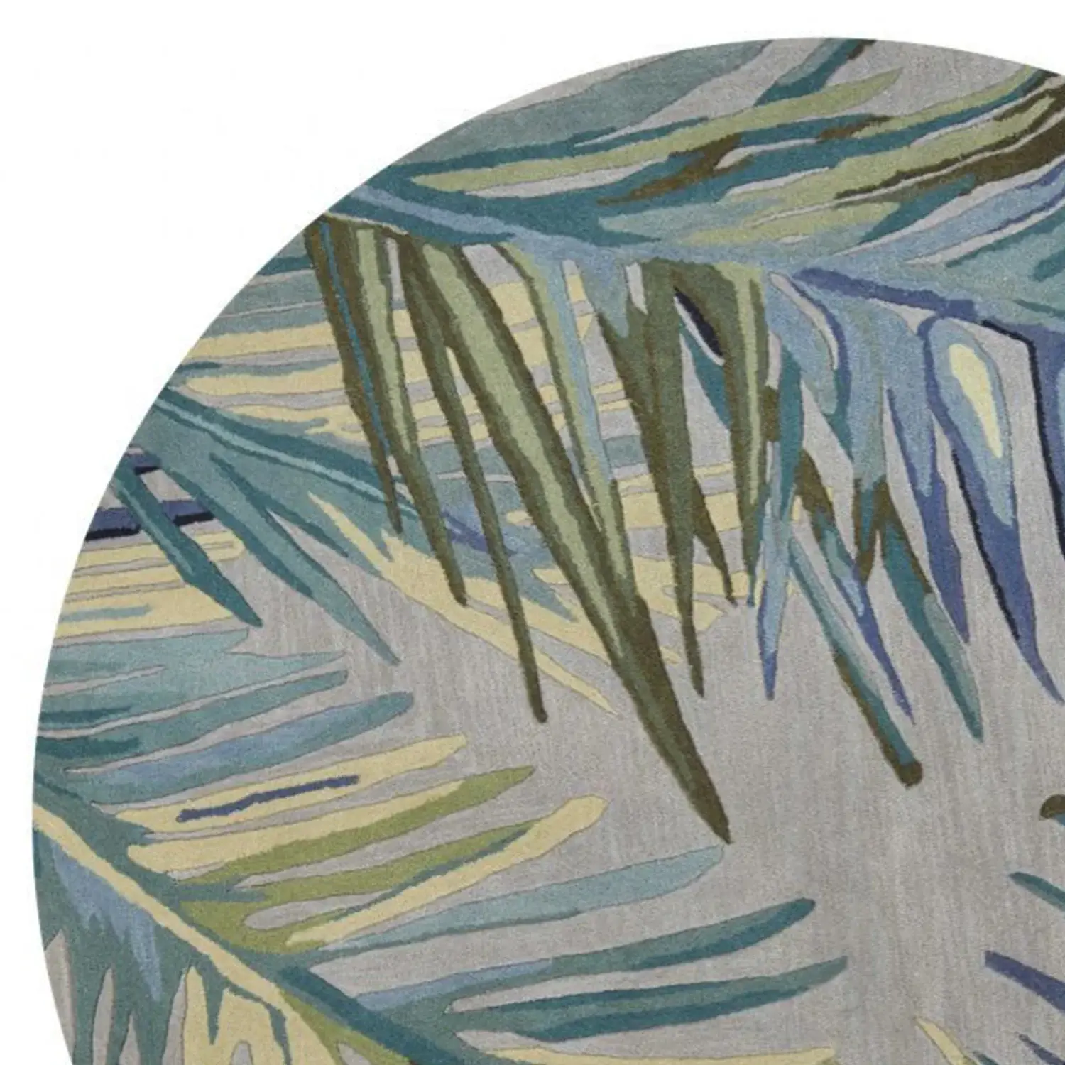 6' Blue and Gray Round Wool Hand Tufted Area Rug - Image 4