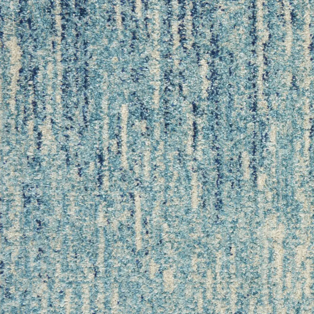 6' Blue and Ivory Abstract Power Loom Runner Rug - Image 8
