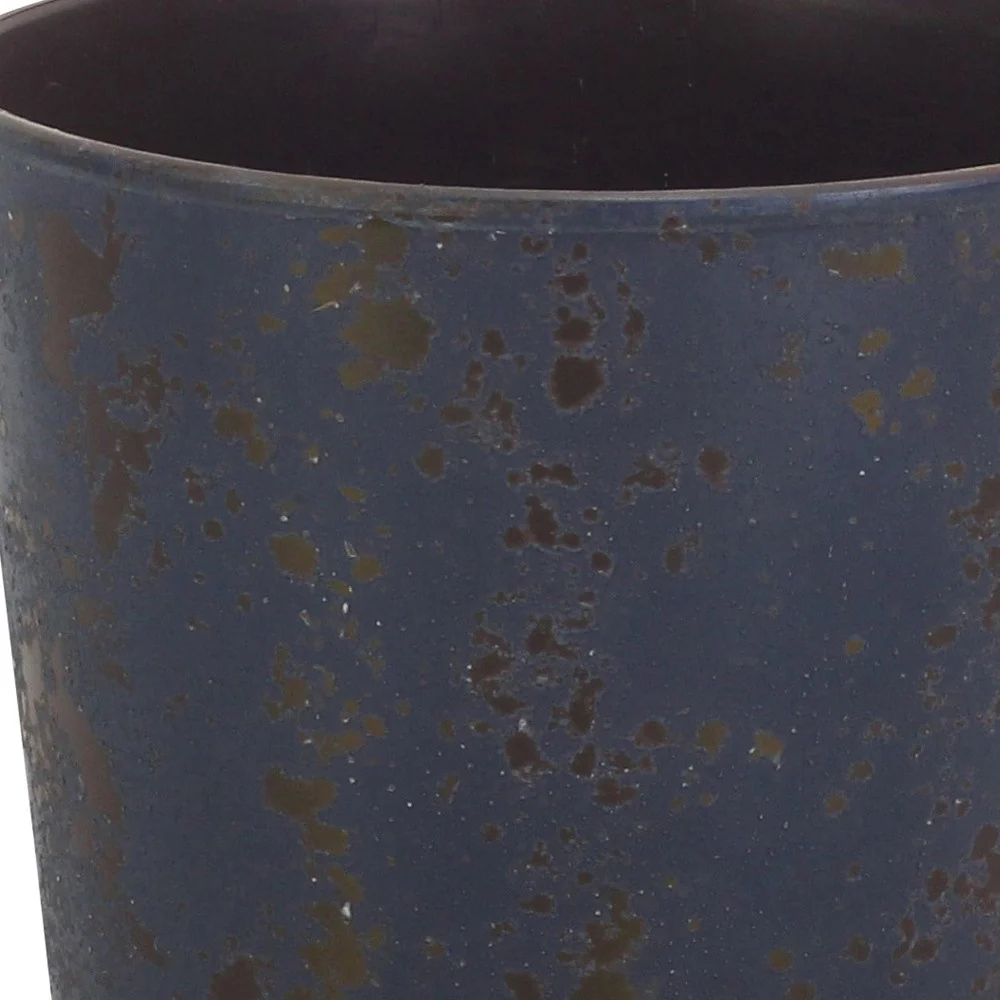 6" Blue Recycled Plastic Indoor Outdoor Round Pot Planter - Image 3