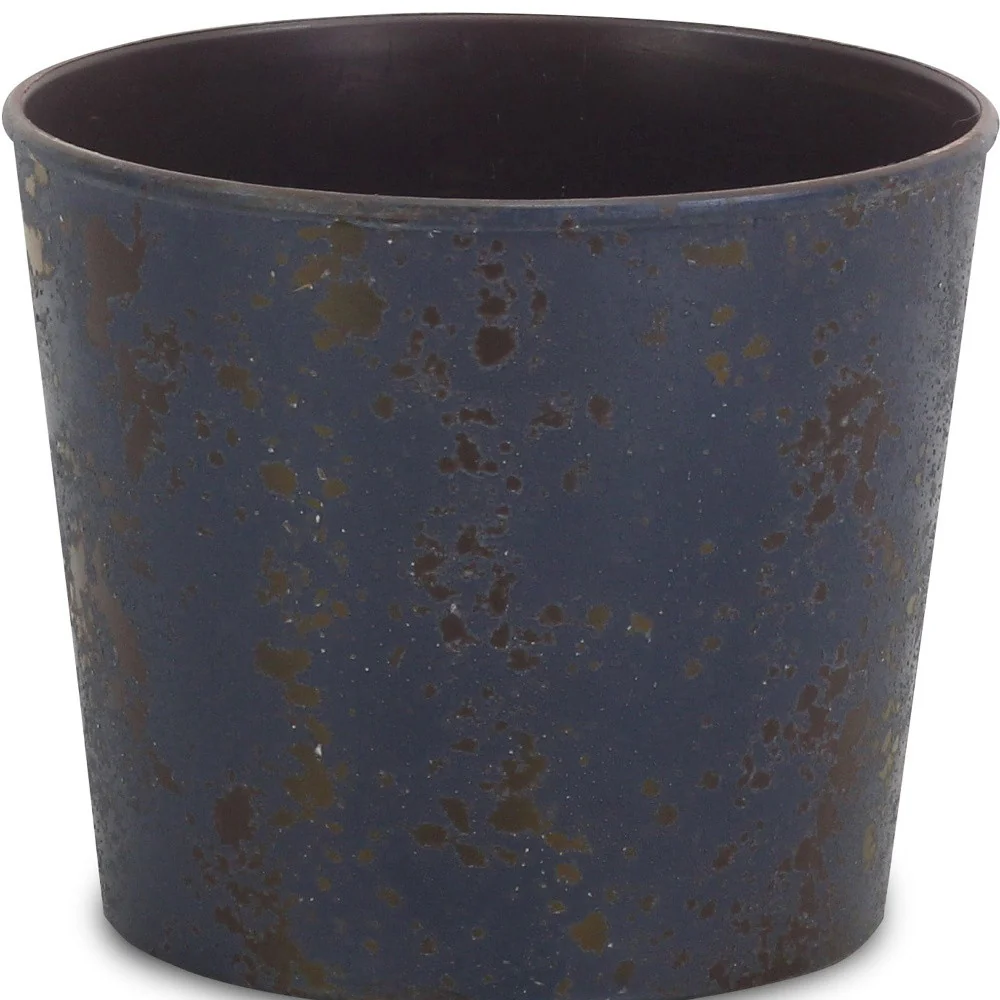 6" Blue Recycled Plastic Indoor Outdoor Round Pot Planter - Image 4