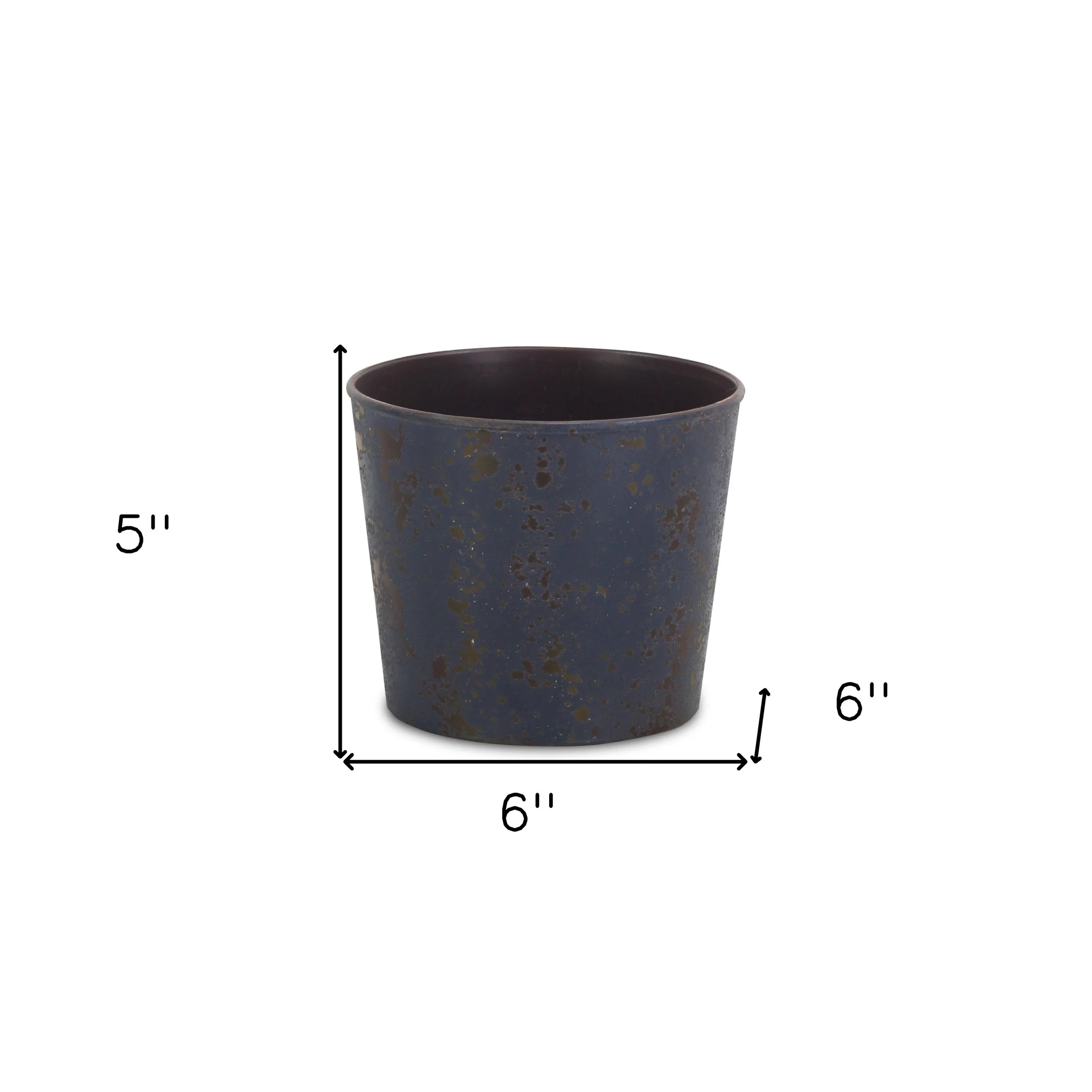 6" Blue Recycled Plastic Indoor Outdoor Round Pot Planter - Image 5