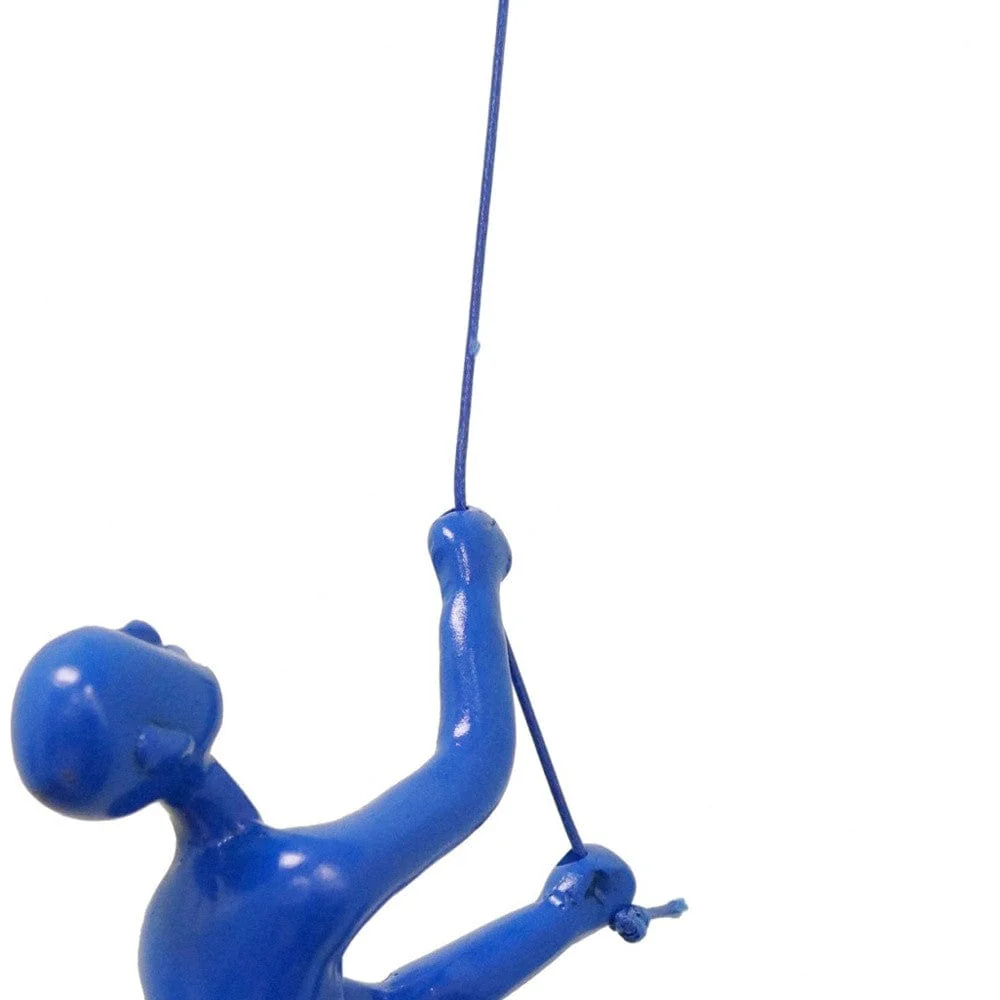 6" Blue Unique Climbing Man With Rope Wall Art - Image 4