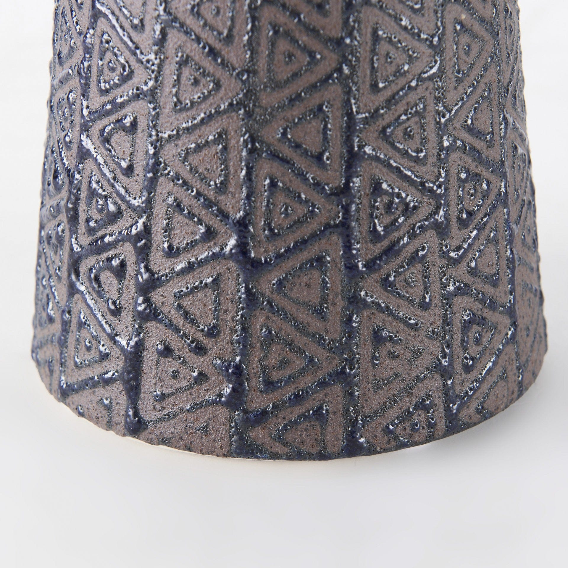 6" Brown and Blue Tribal Ceramic Vase - Image 6