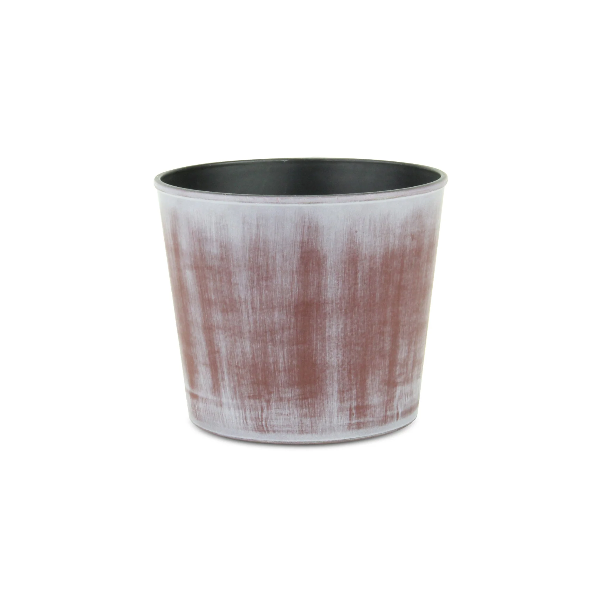 6" Brown and Ivory Abstract Recycled Plastic Indoor Outdoor Round Nursery Pot - Image 2