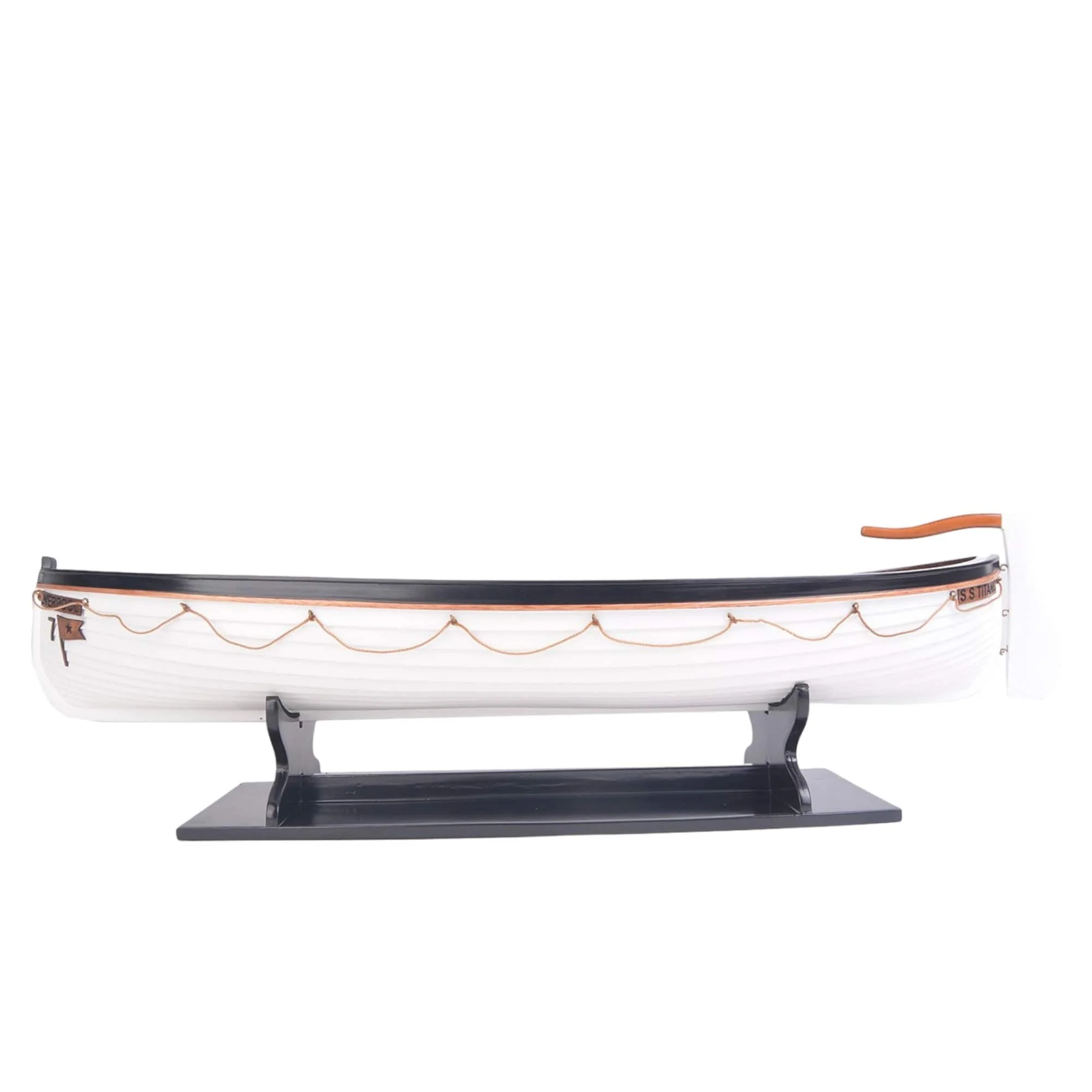 6" Brown and White RMS Titanic Lifeboat Hand Painted Decorative Boat