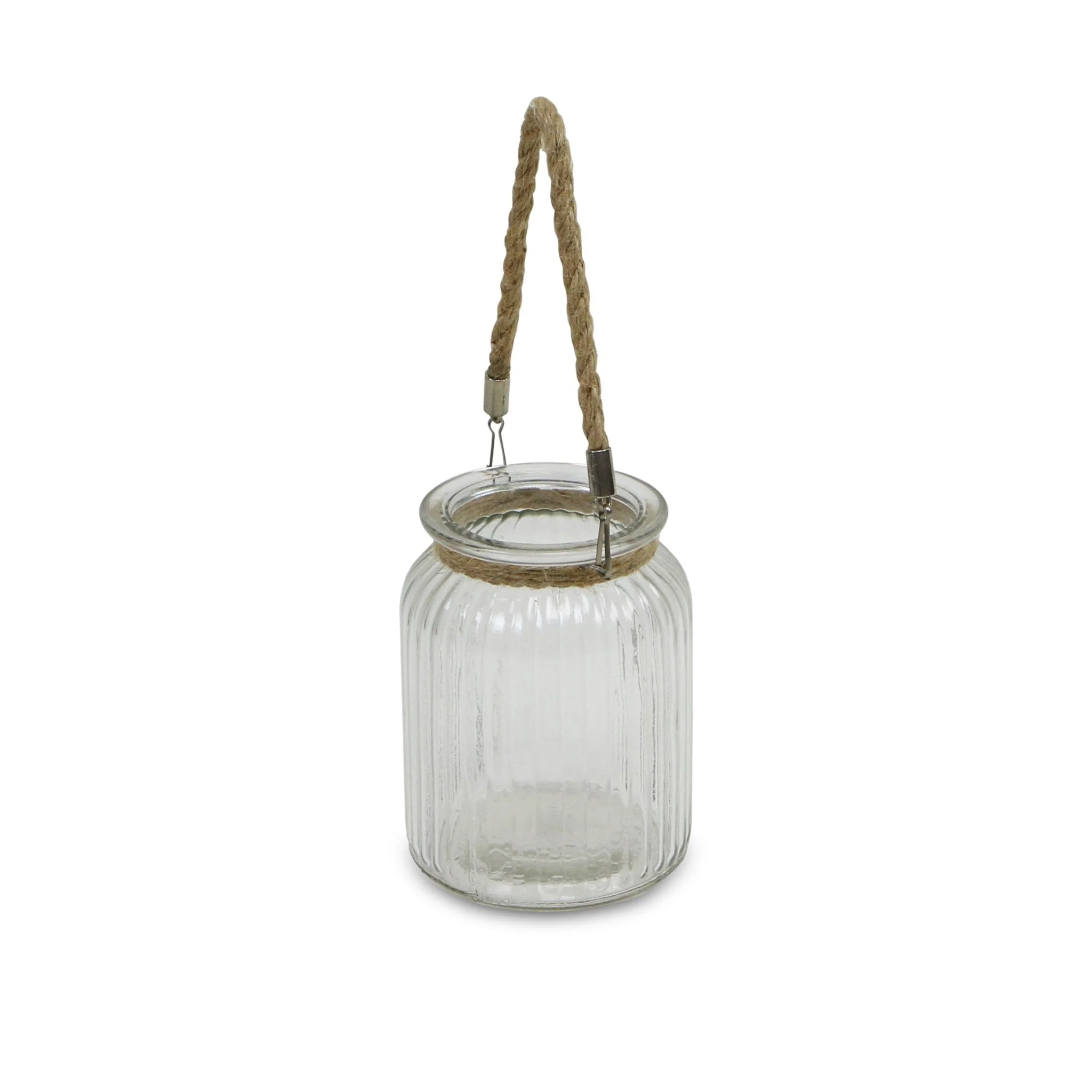 6" Clear and Brown Glass Tabletop Lantern Candle Holder - Image 6