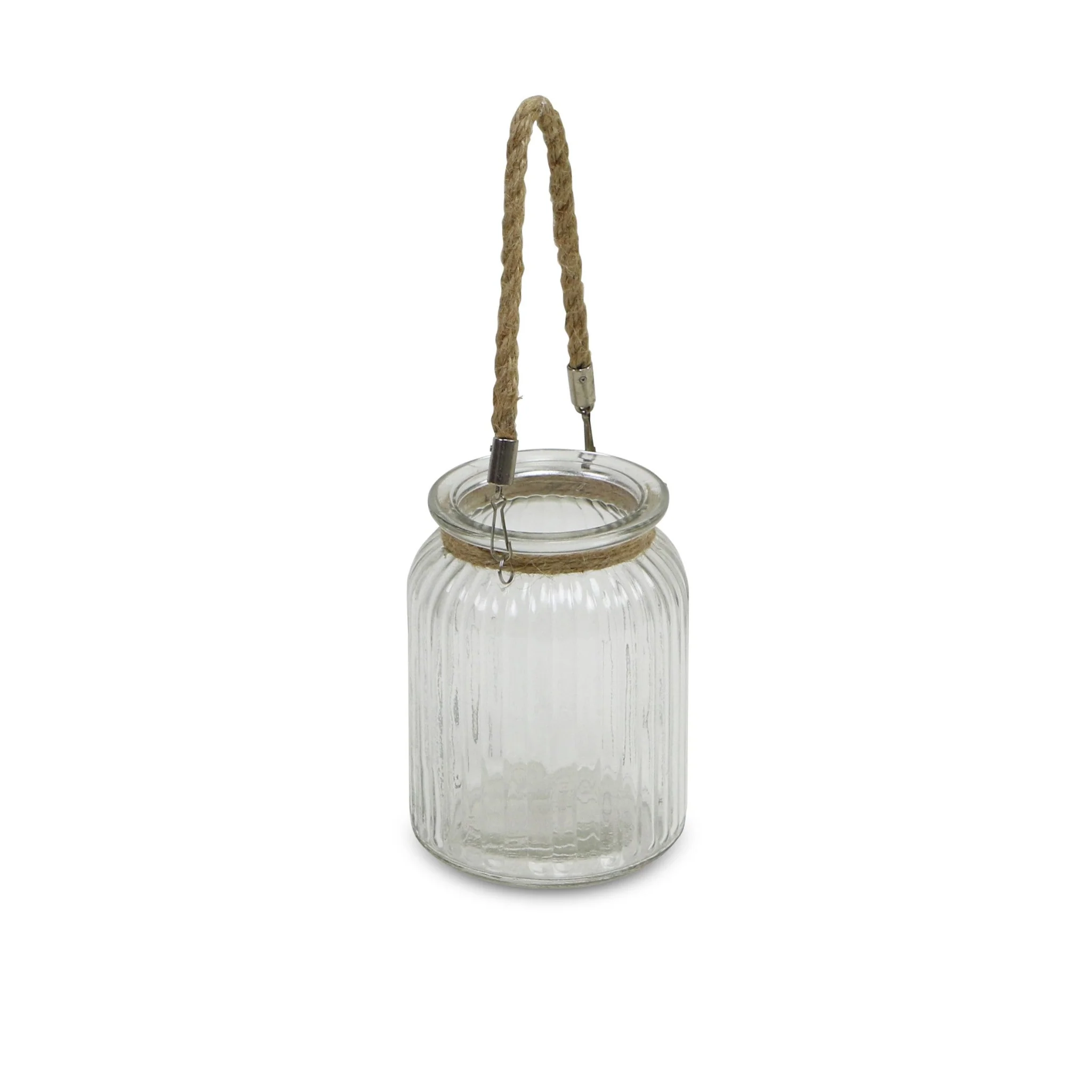 6" Clear and Brown Glass Tabletop Lantern Candle Holder - Image 7