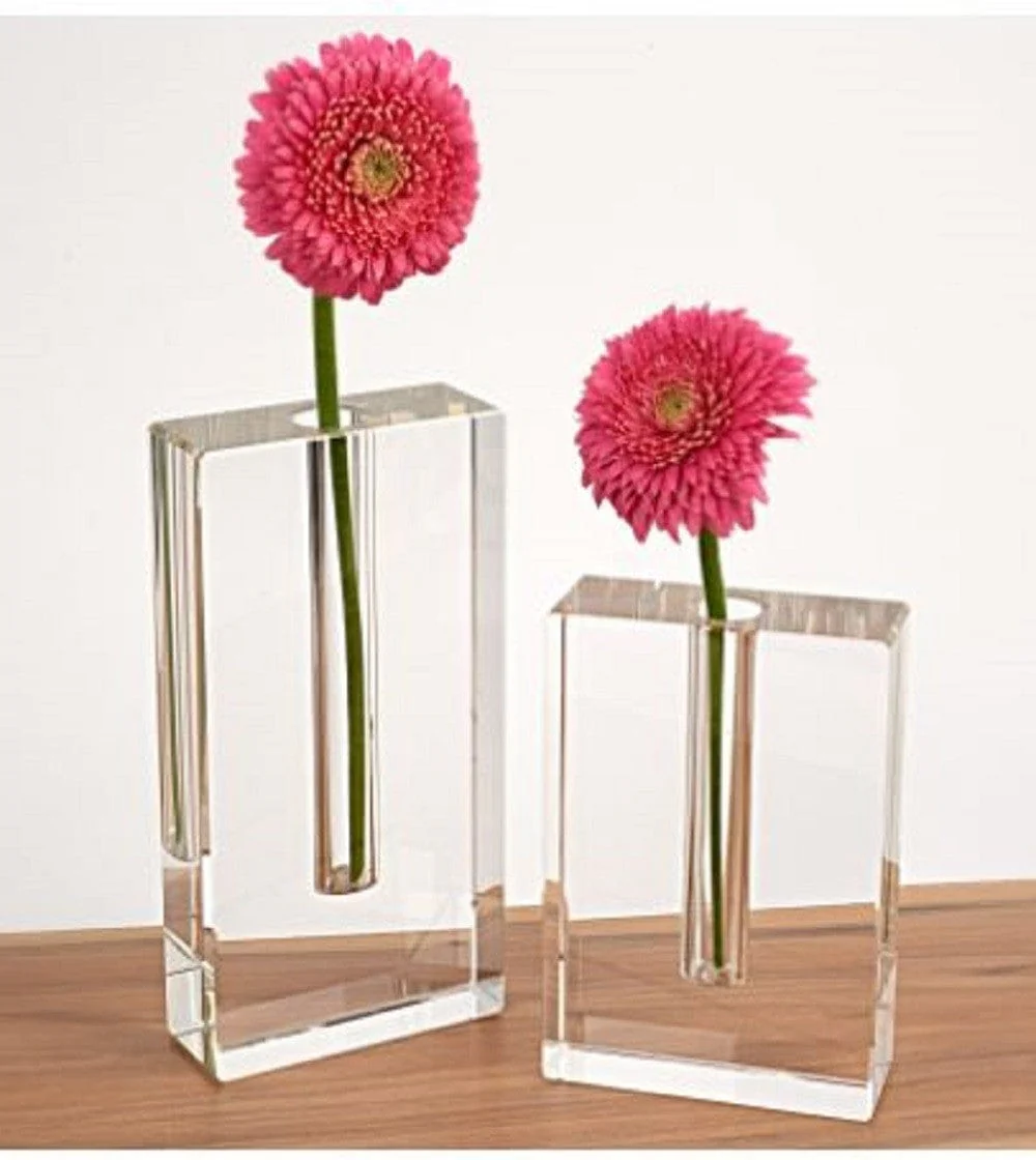 6" Clear Crystal Glass Square Table Vase - Image 7
