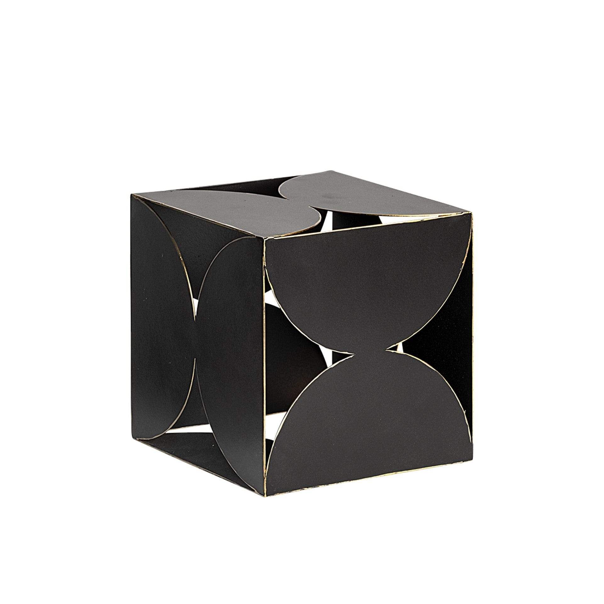 6" Contemporary Black Metal Geo Cube Sculpture - Image 5