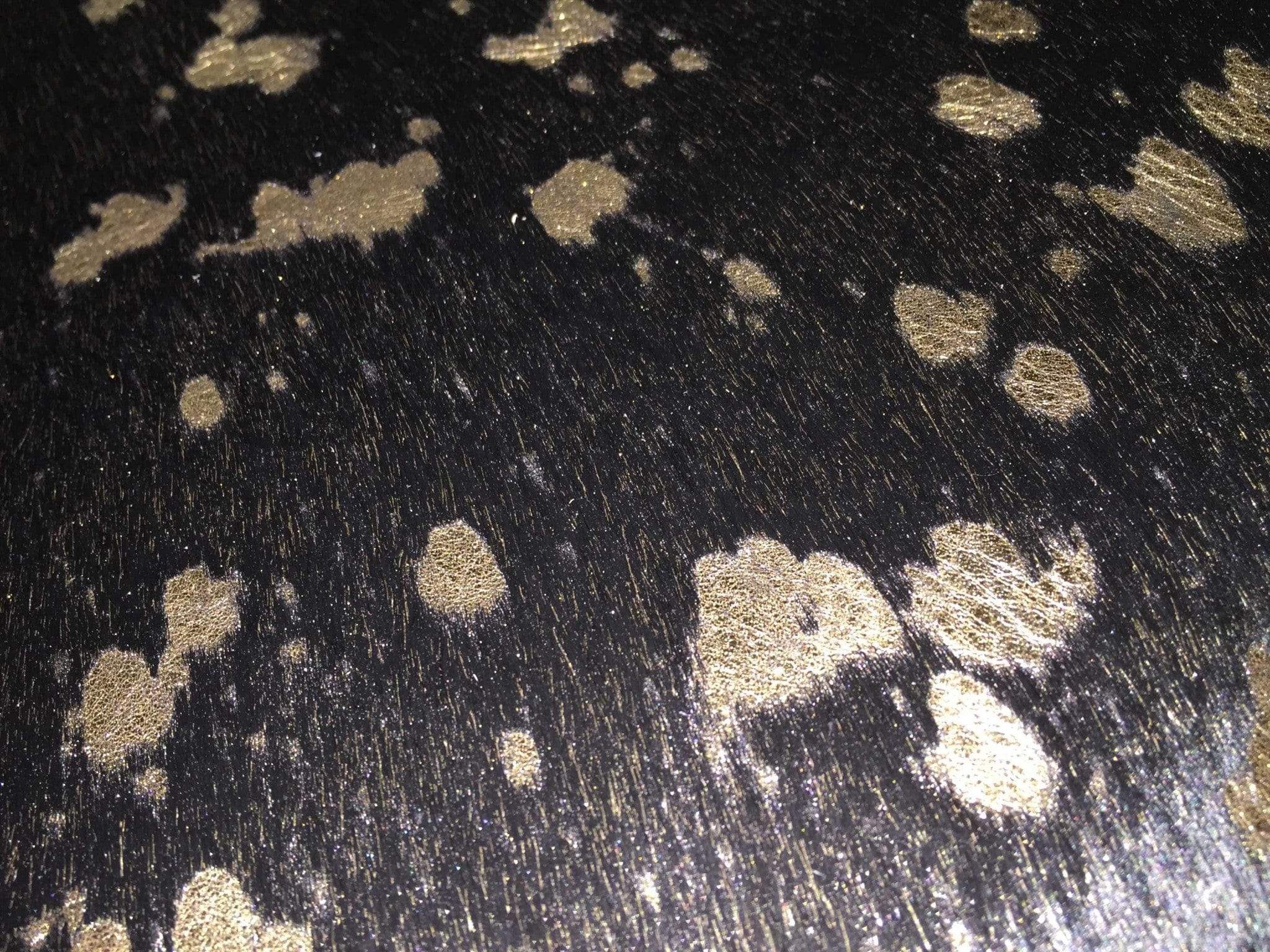 6 Ft Gold Devore On Black Stenciled Cowhide Rug - Image 2