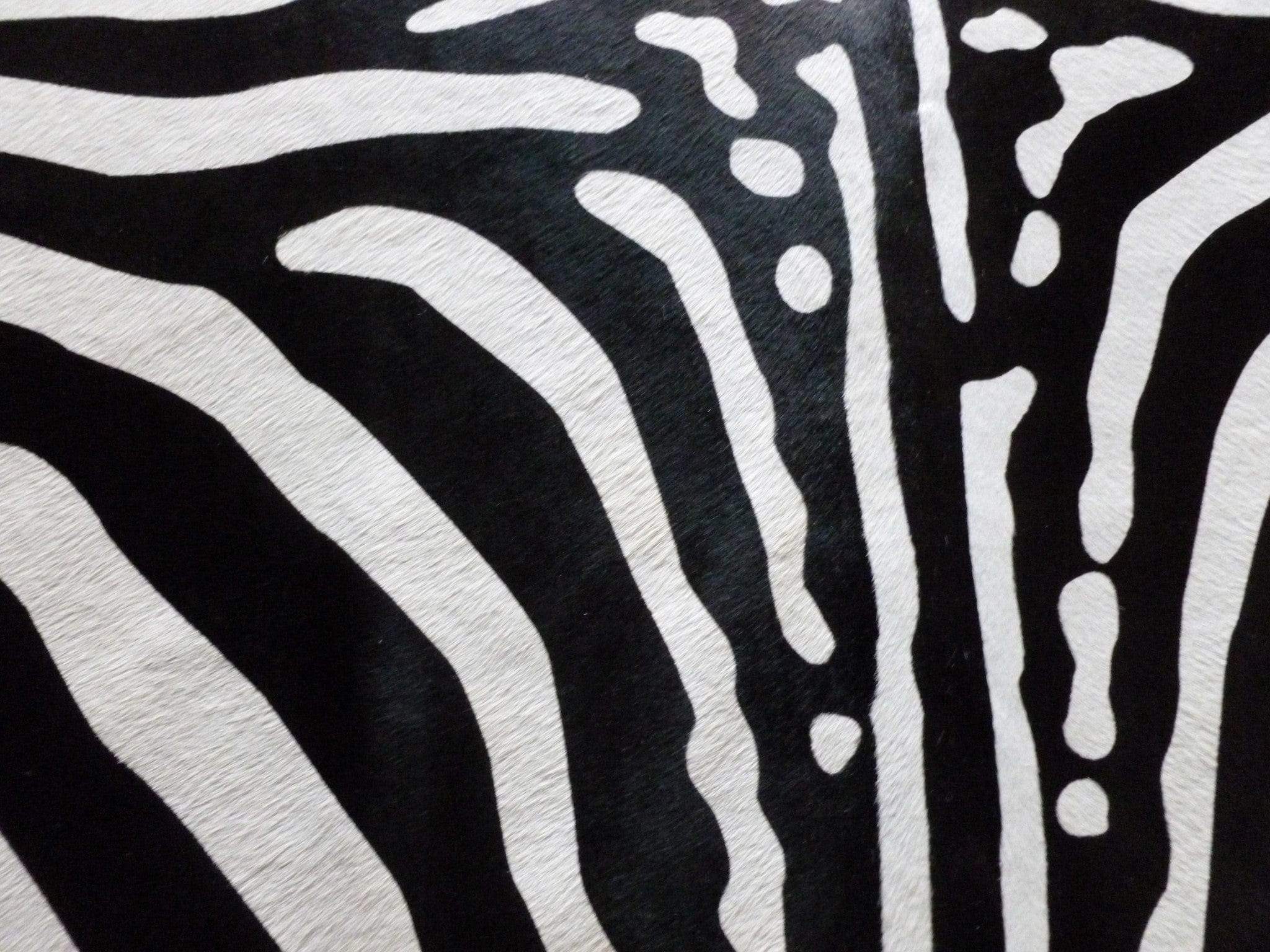 6 Ft Stenciled Reverse Zebra Cowhide Rug - Image 2