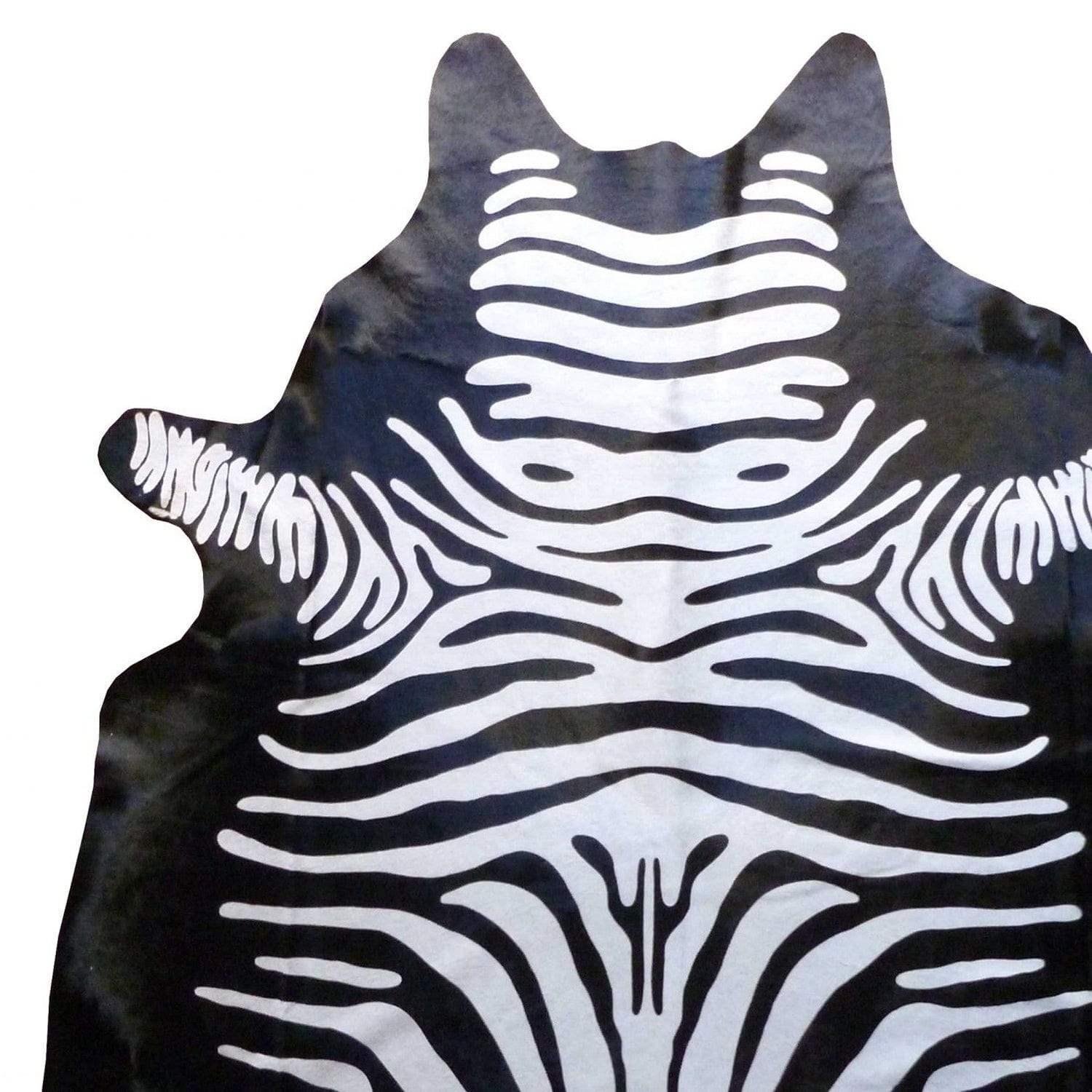 6 Ft Stenciled Reverse Zebra Cowhide Rug - Image 3
