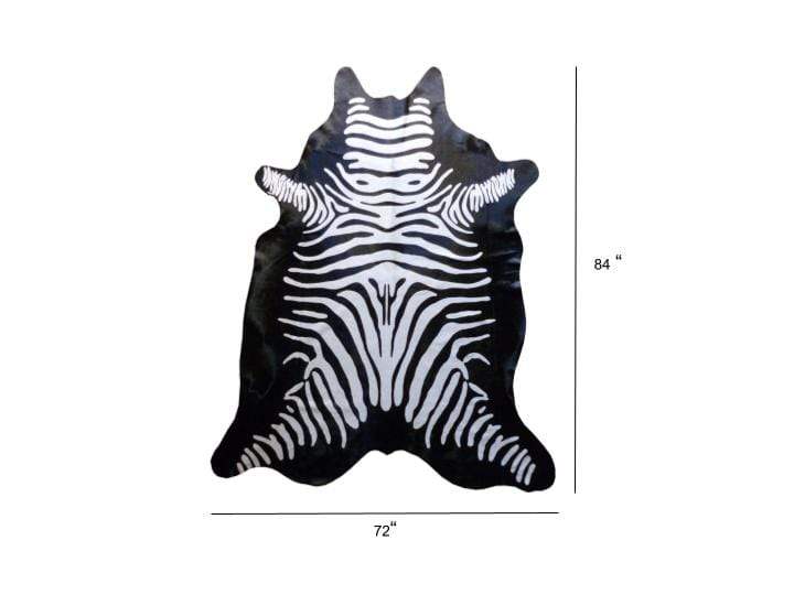 6 Ft Stenciled Reverse Zebra Cowhide Rug - Image 5