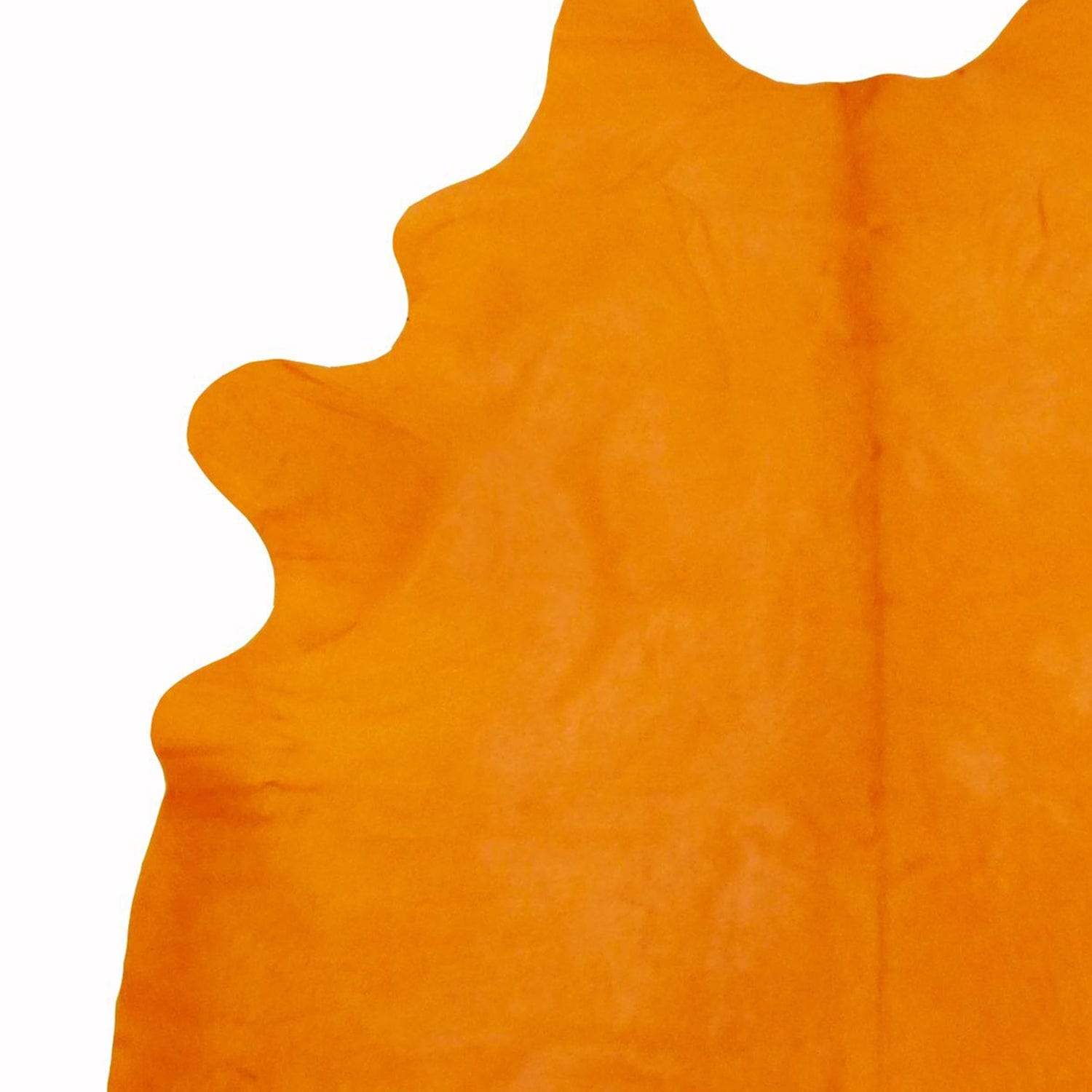 6 Ft Vibrant Orange Stenciled Cowhide Rug - Image 3
