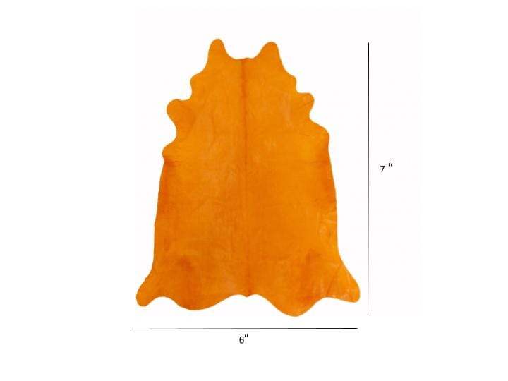 6 Ft Vibrant Orange Stenciled Cowhide Rug - Image 5