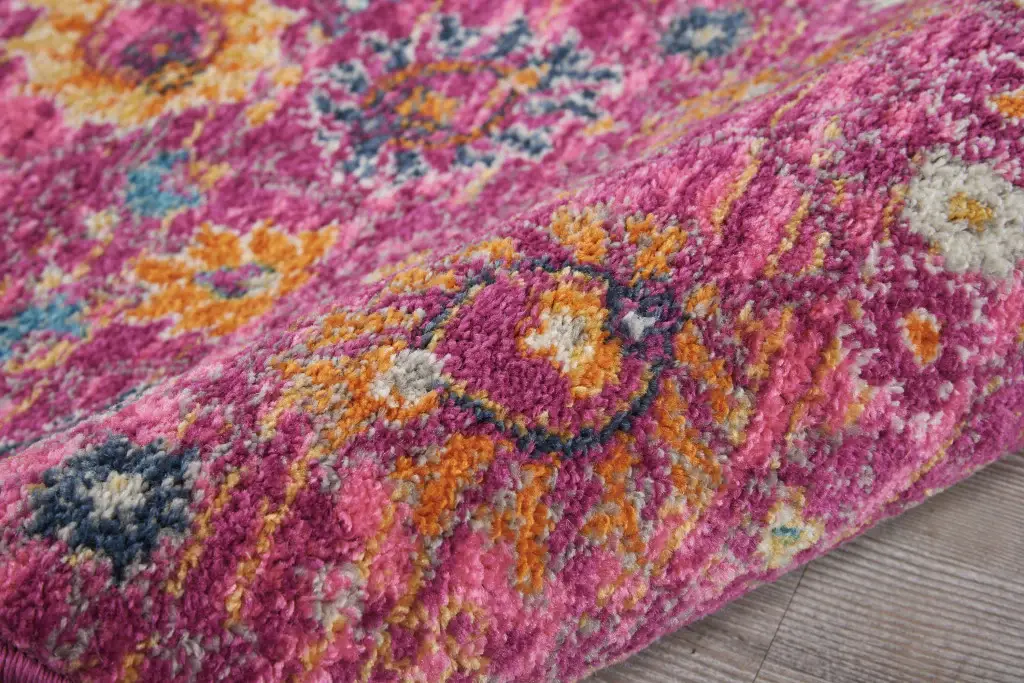 6' Fuchsia Floral Power Loom Runner Rug - Image 4