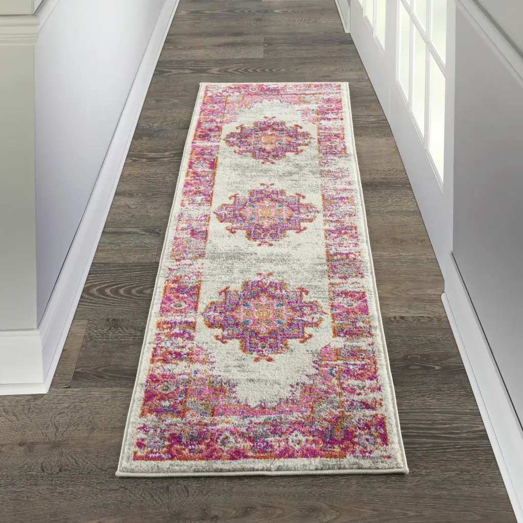 6' Fuchsia Power Loom Runner Rug - Image 5