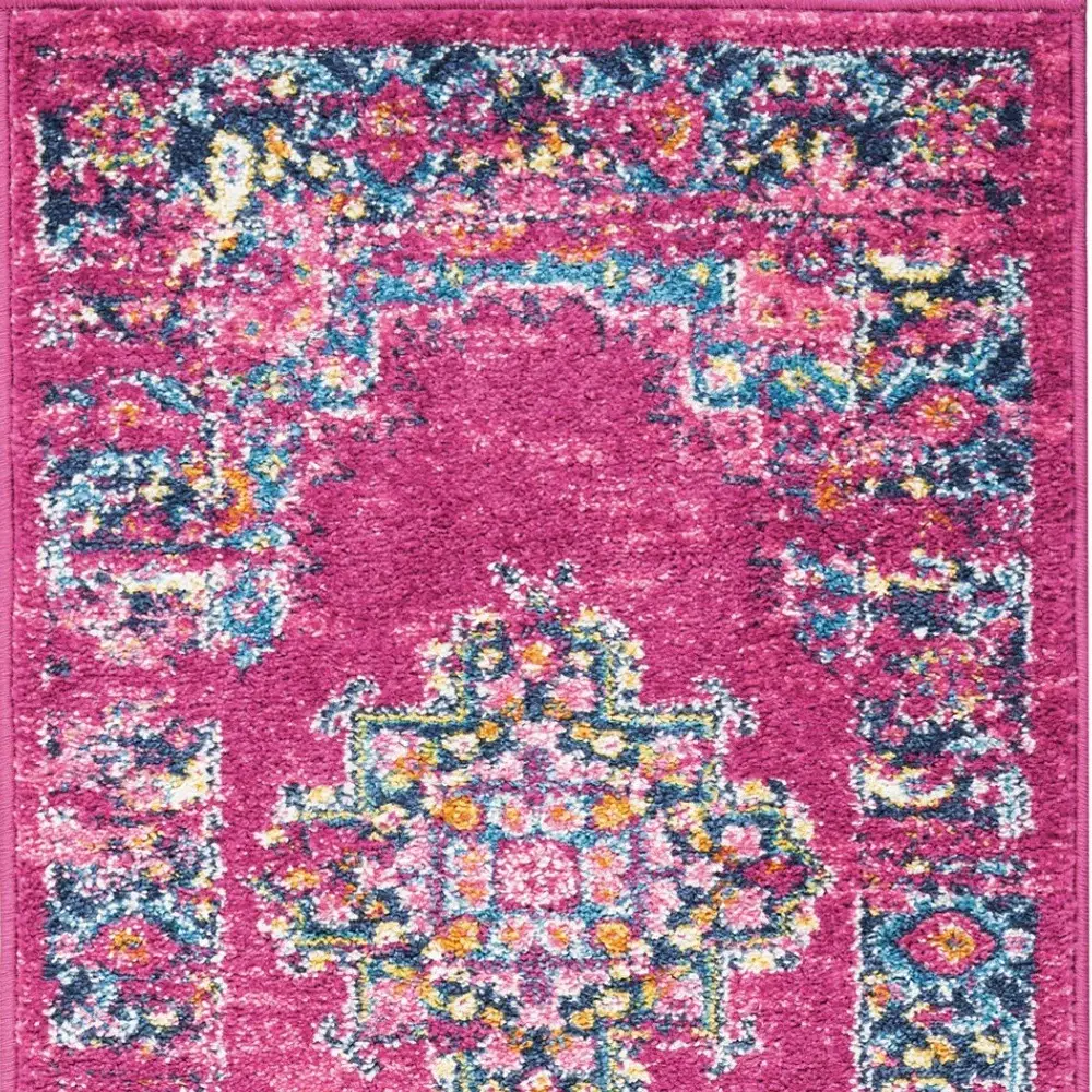 6' Fuchsia Power Loom Runner Rug