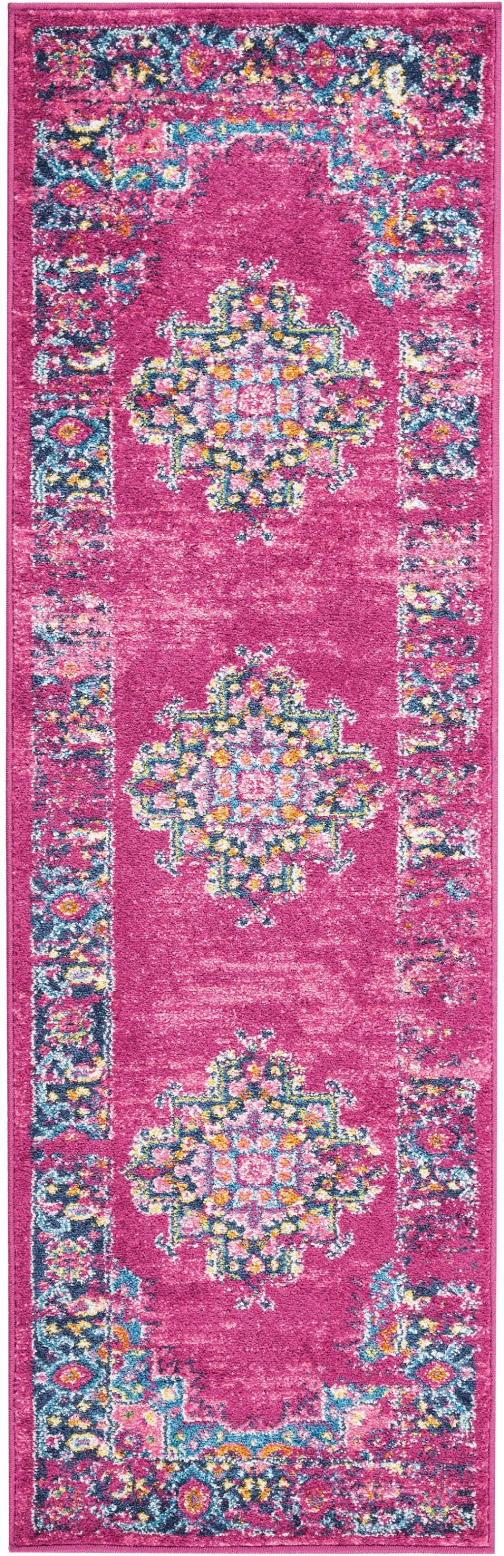 6' Fuchsia Power Loom Runner Rug - Image 2