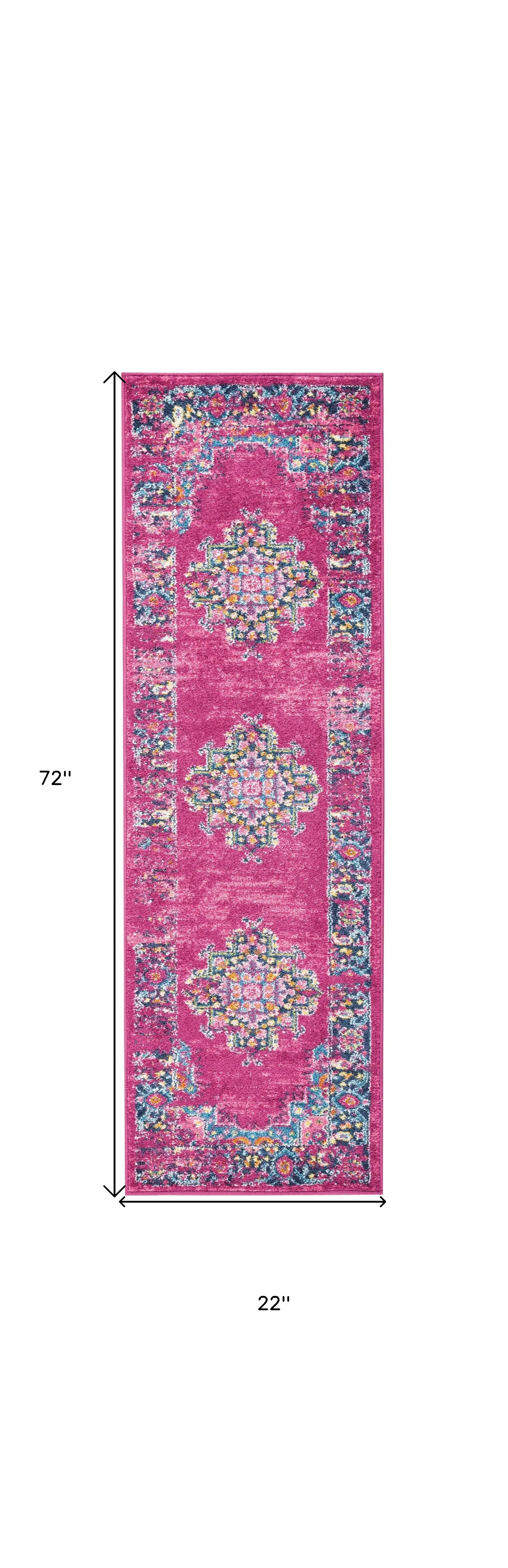 6' Fuchsia Power Loom Runner Rug - Image 3