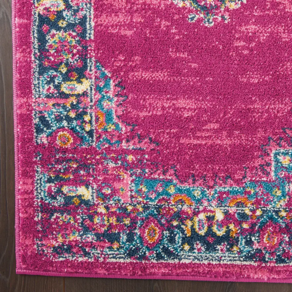 6' Fuchsia Power Loom Runner Rug - Image 4