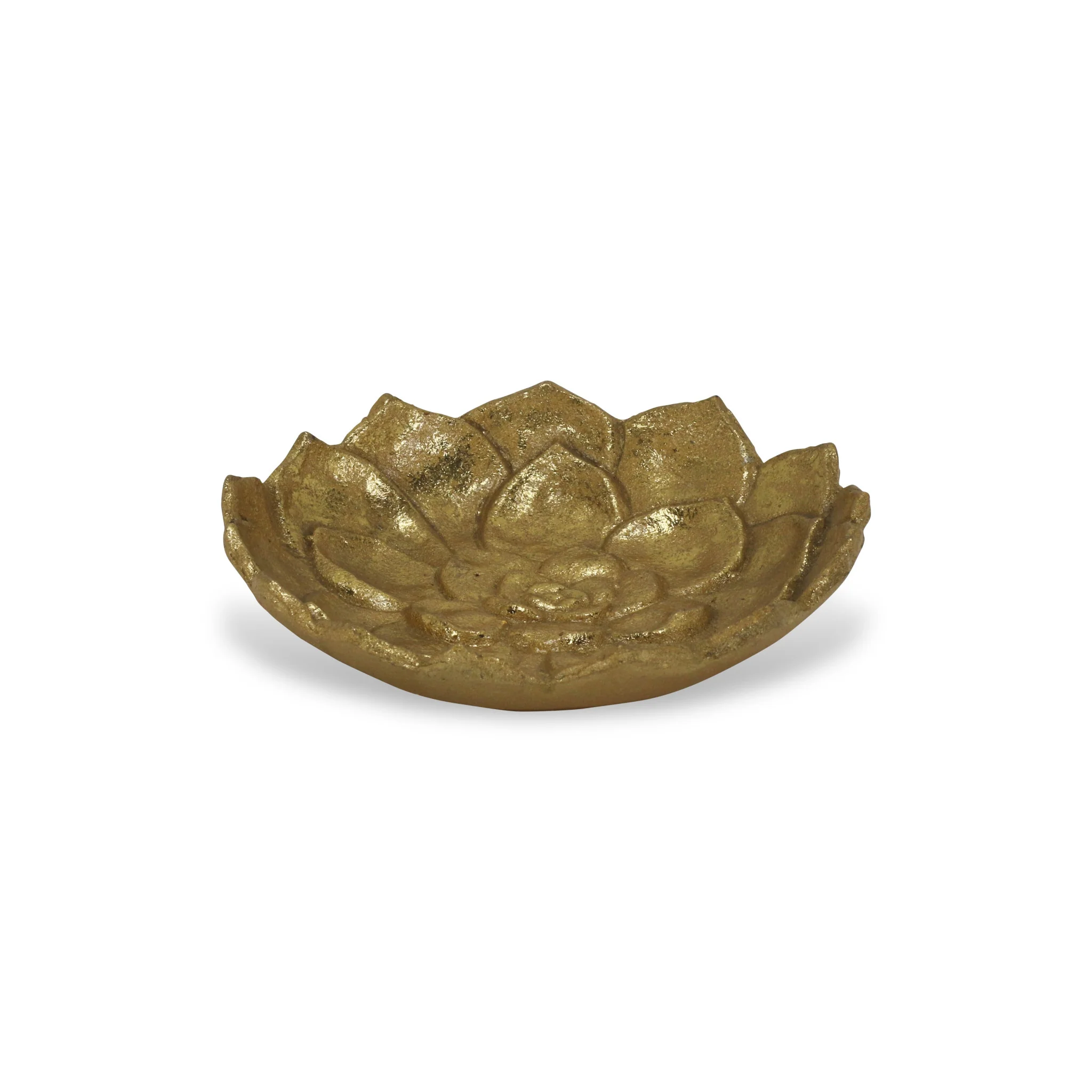 6" Gold Lotus Flower Metal Lotus Leaf Handmade Vanity Tray - Image 2
