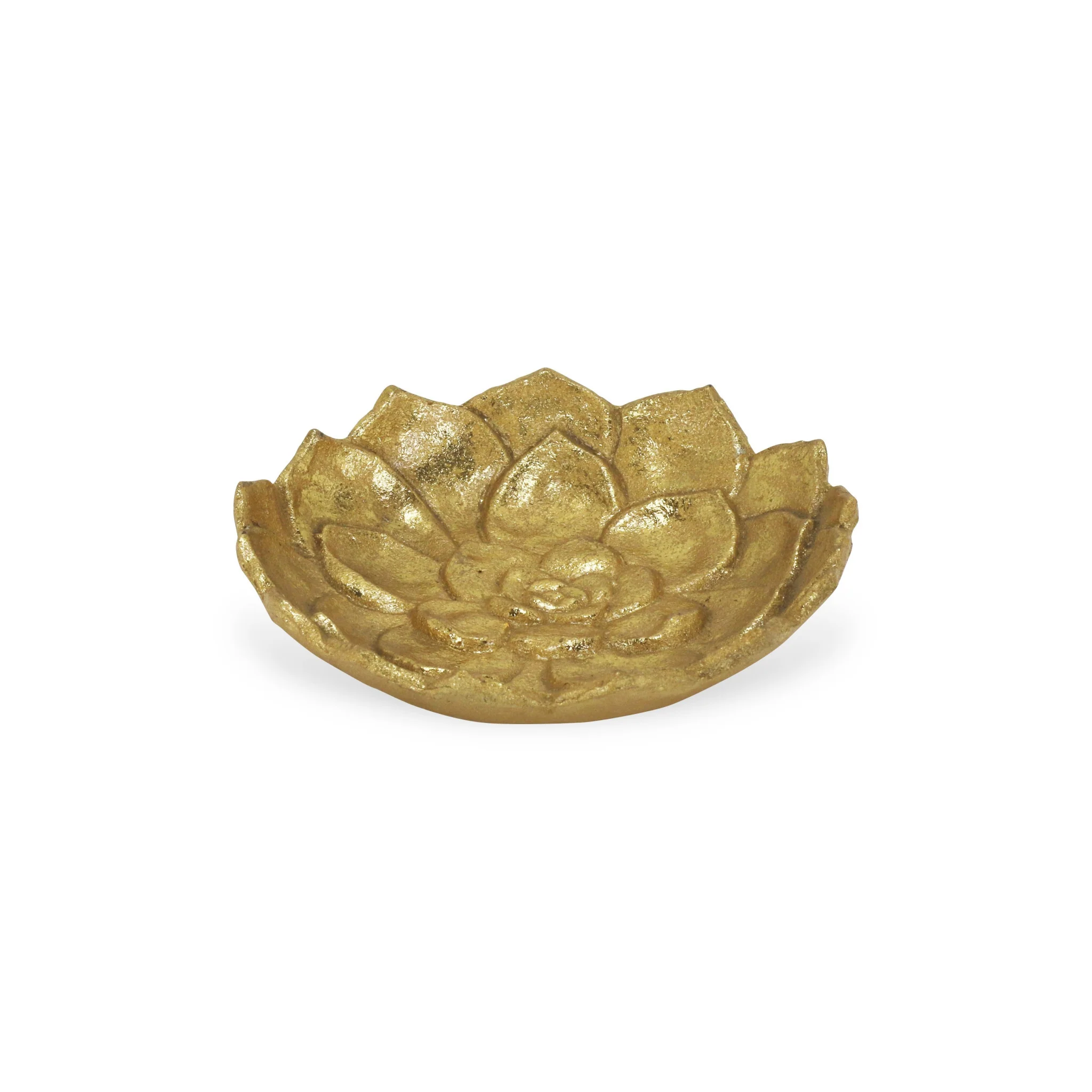 6" Gold Lotus Flower Metal Lotus Leaf Handmade Vanity Tray - Image 3