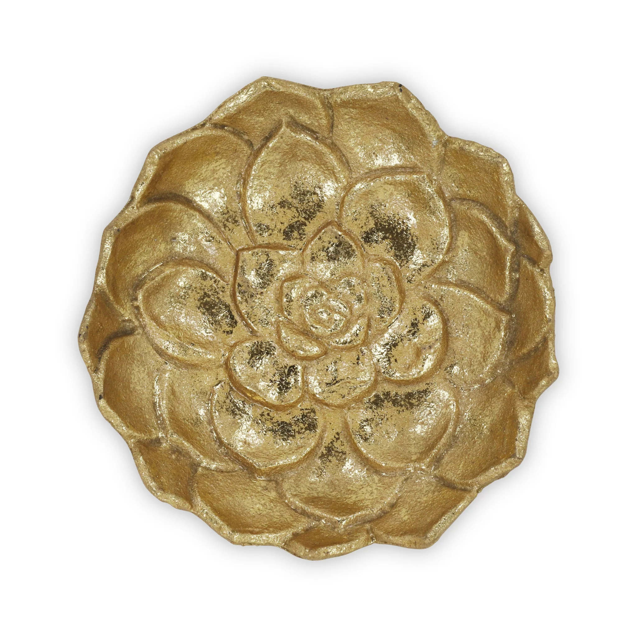 6" Gold Lotus Flower Metal Lotus Leaf Handmade Vanity Tray - Image 4