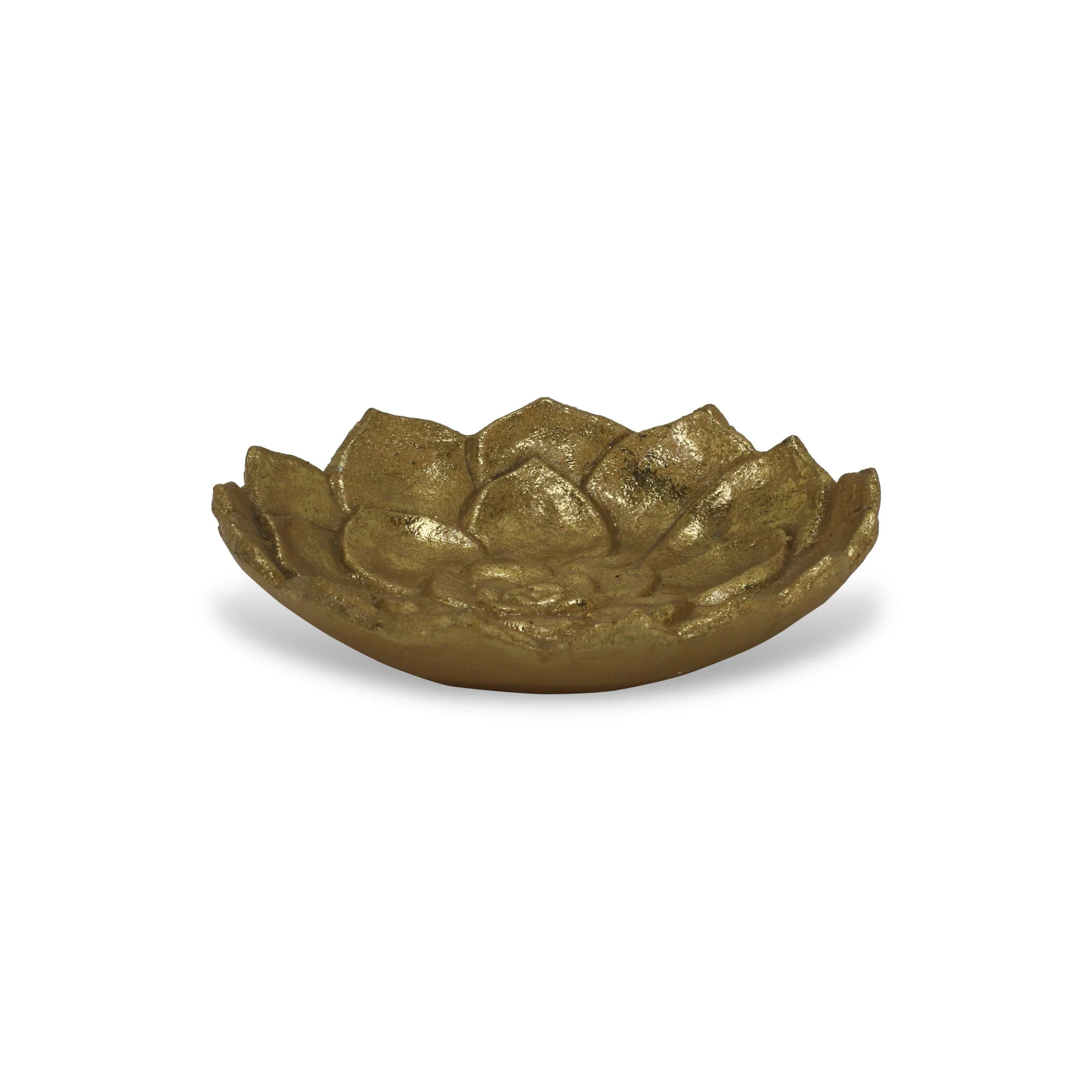 6" Gold Lotus Flower Metal Lotus Leaf Handmade Vanity Tray - Image 5