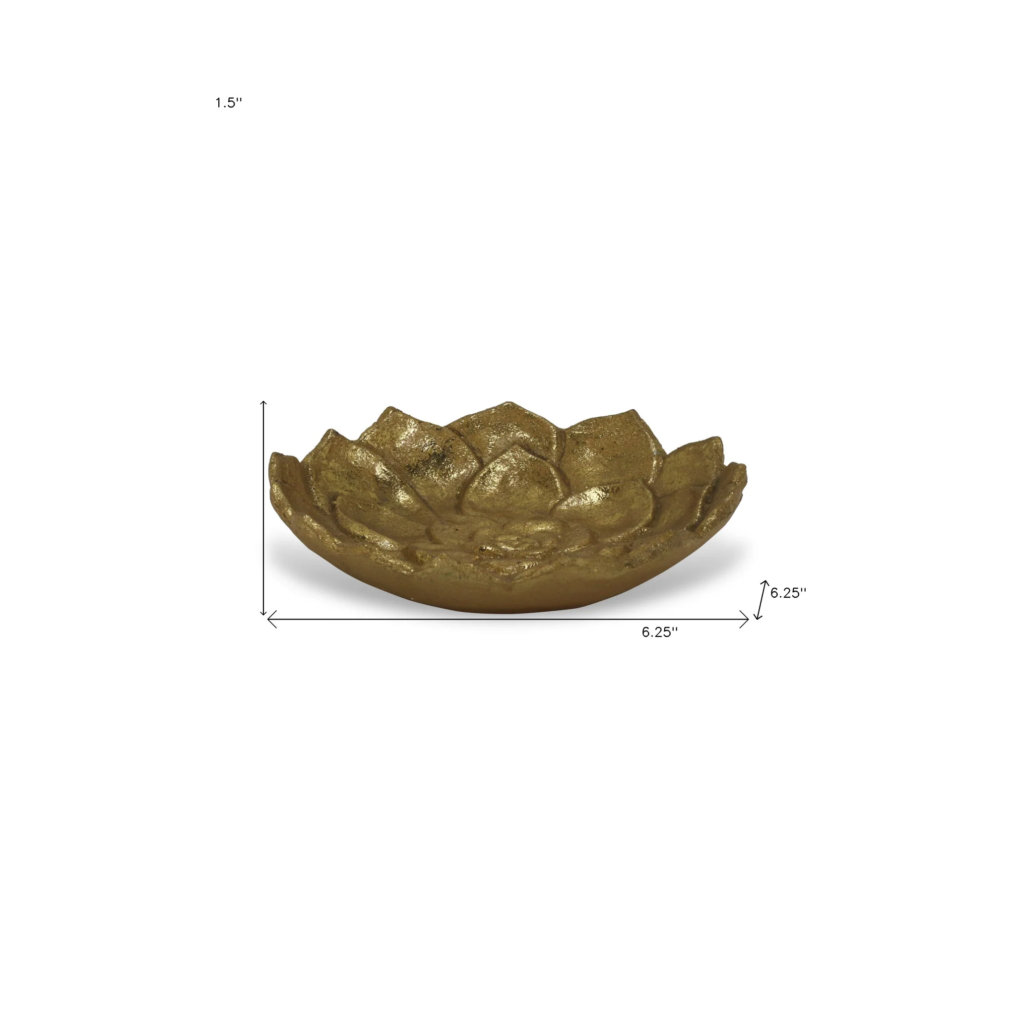 6" Gold Lotus Flower Metal Lotus Leaf Handmade Vanity Tray - Image 7