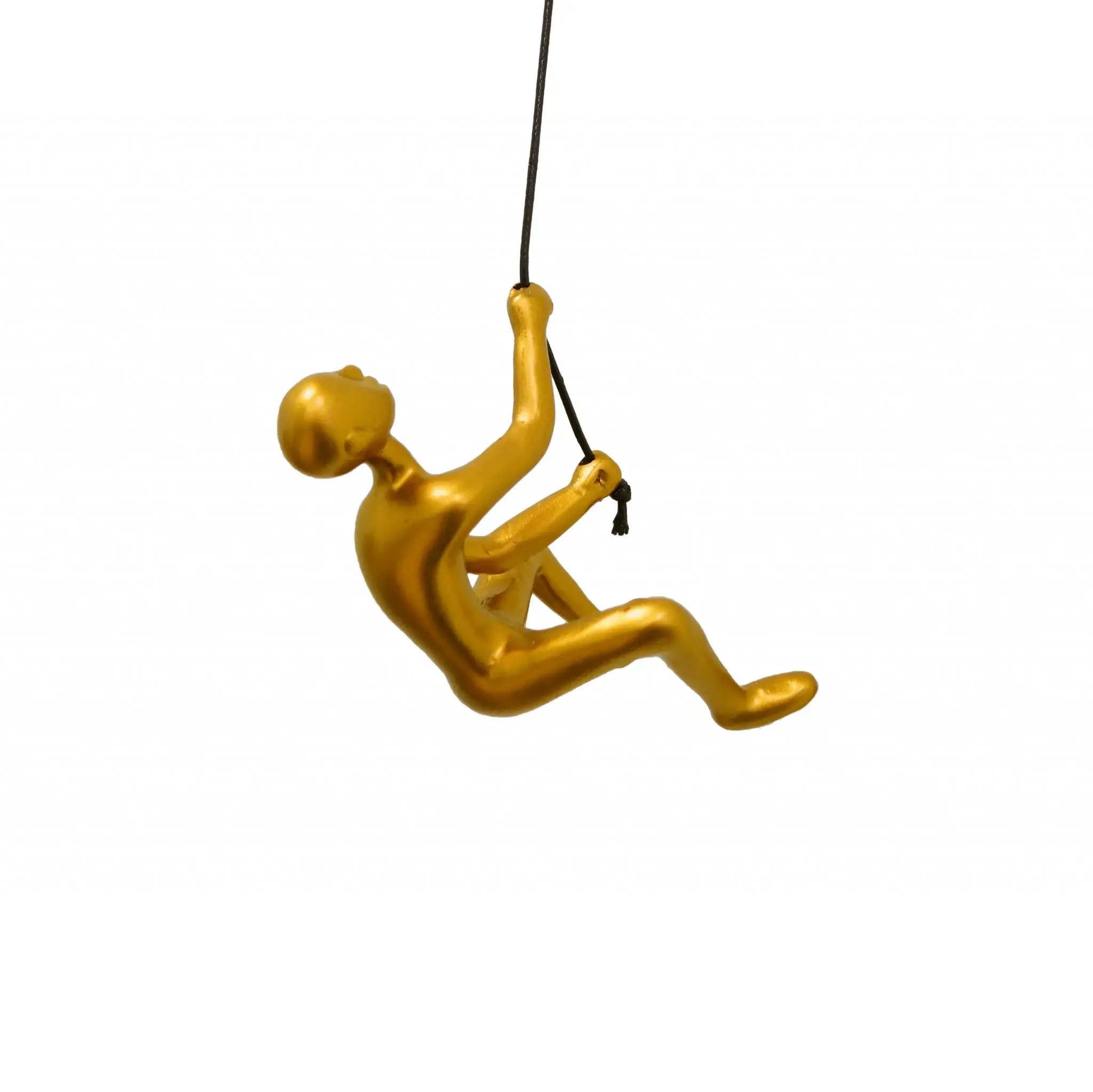6" Gold Unique Climbing Man With Rope Wall Art - Image 2