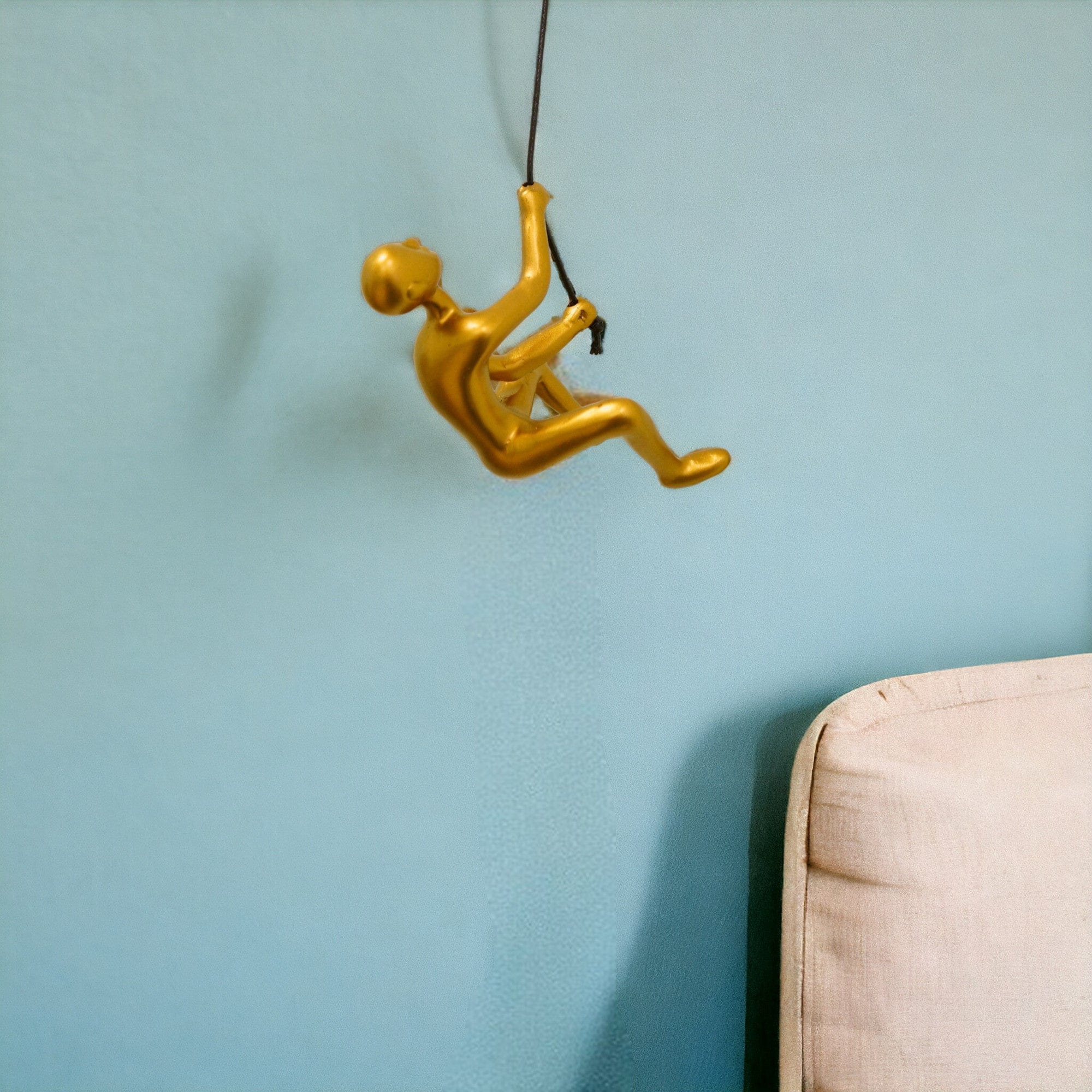 6" Gold Unique Climbing Man With Rope Wall Art - Image 3