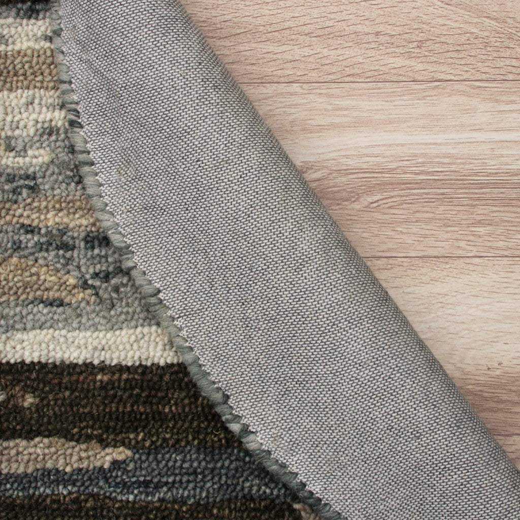 6' Gray And Brown Round Wool Hand Tufted Area Rug - Image 2
