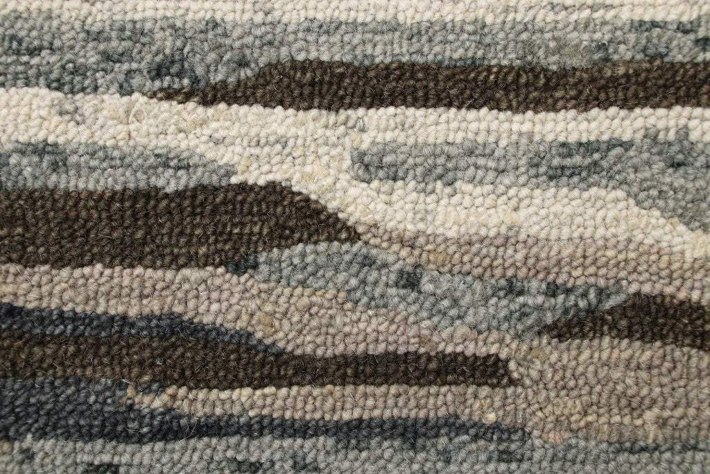 6' Gray And Brown Round Wool Hand Tufted Area Rug - Image 6