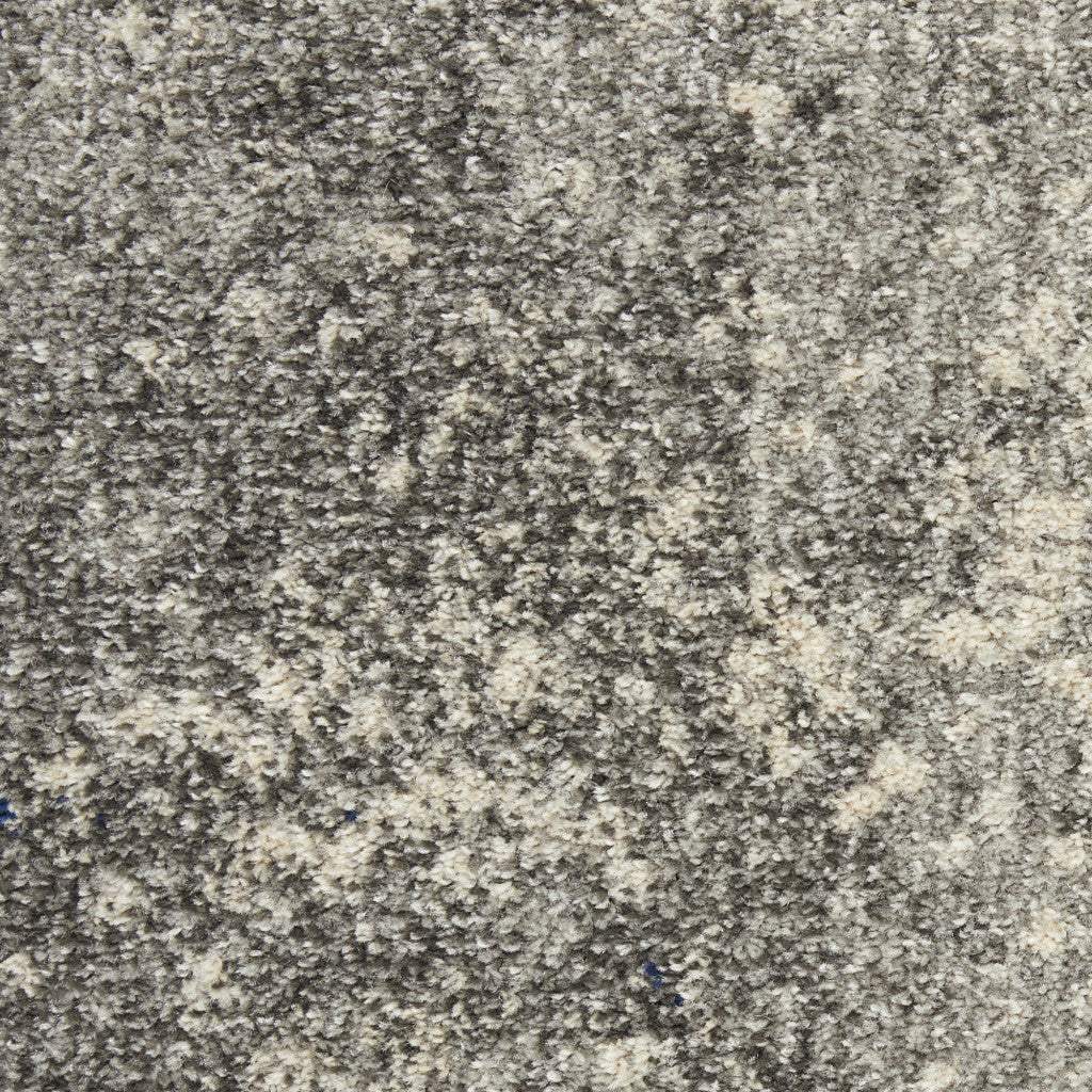 6' Gray And Ivory Abstract Power Loom Runner Rug - Image 3