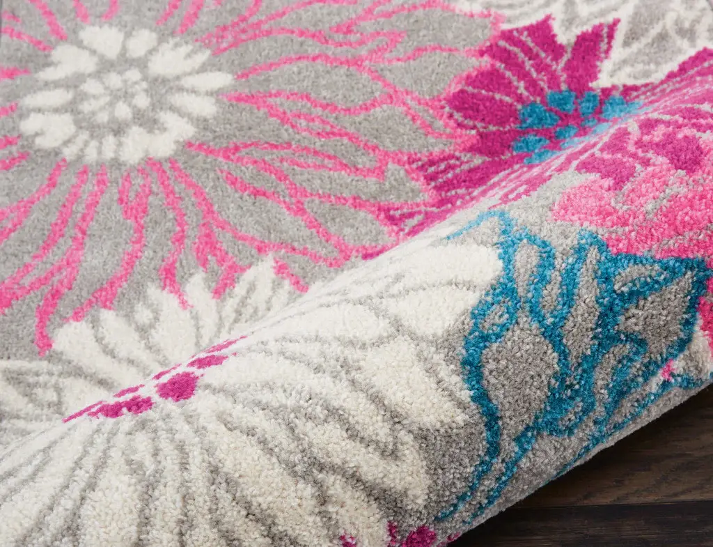 6' Gray Floral Dhurrie Runner Rug - Image 3