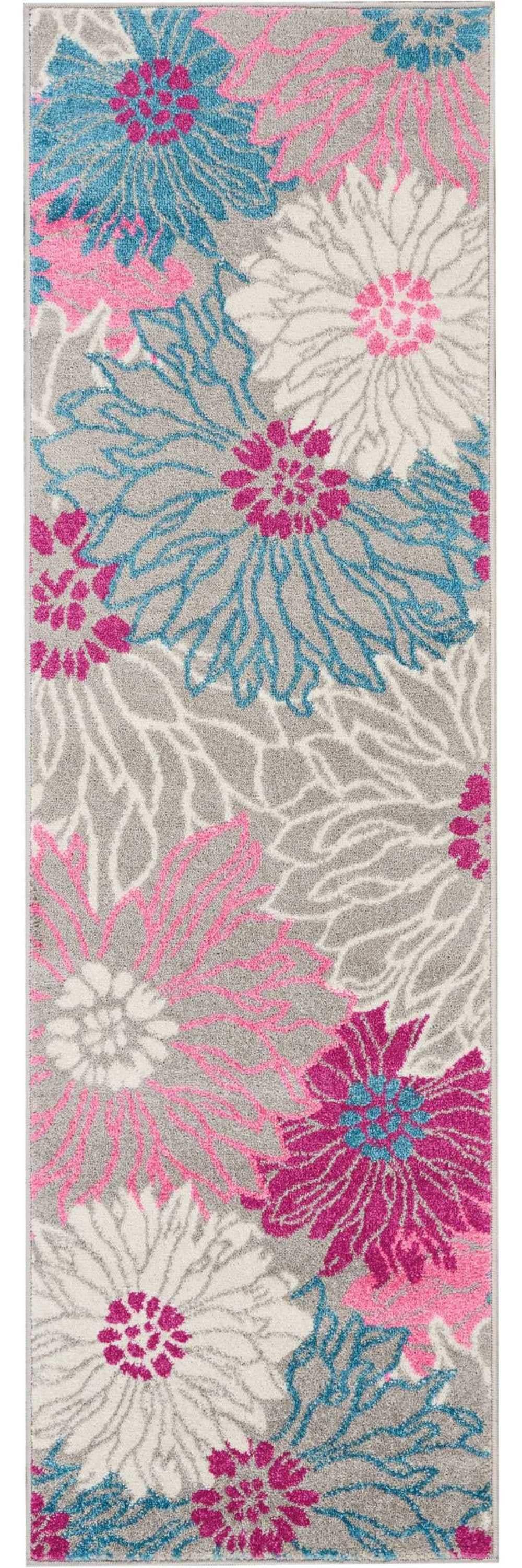 6' Gray Floral Dhurrie Runner Rug - Image 6