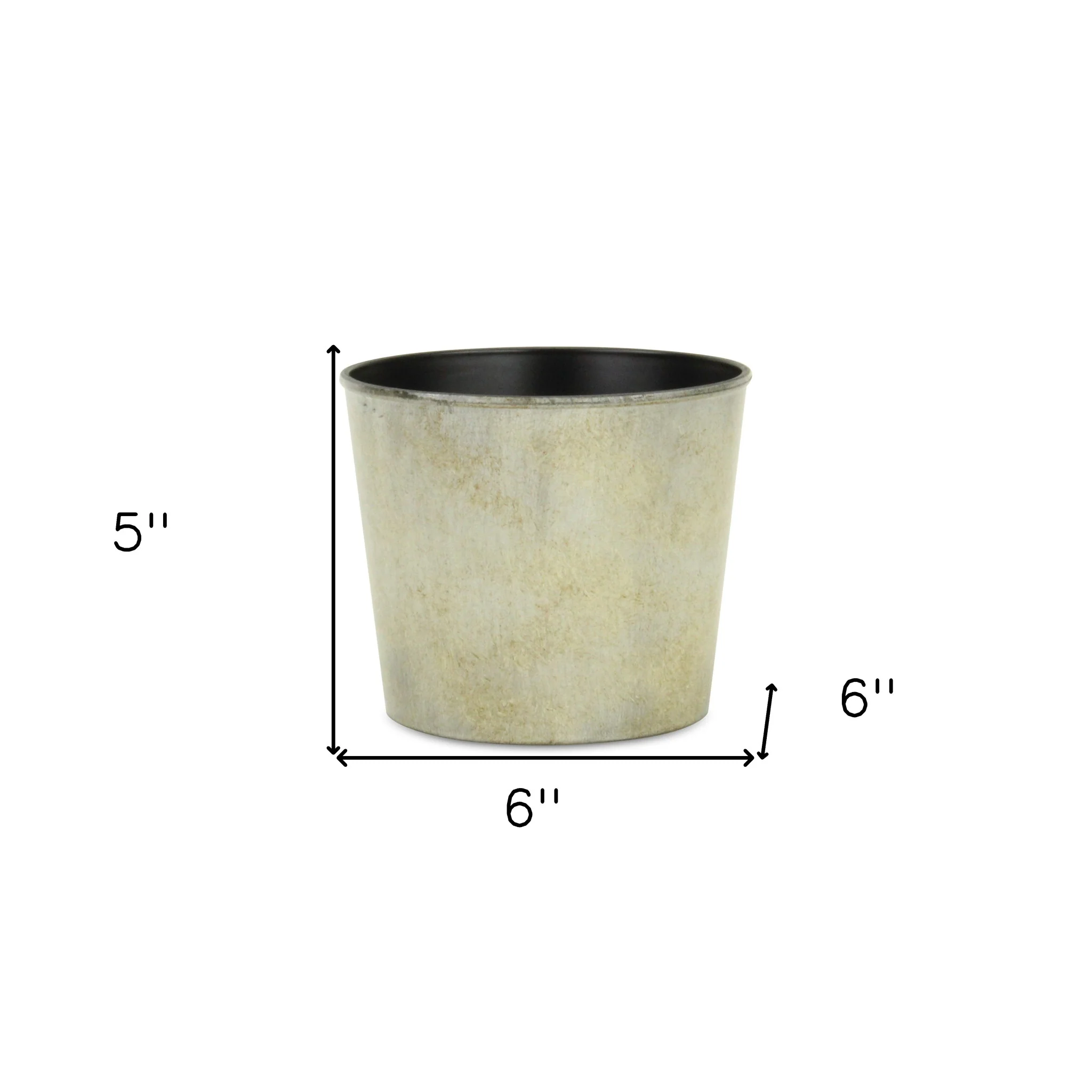 6" Gray Recycled Plastic Indoor Outdoor Round Pot Planter - Image 5