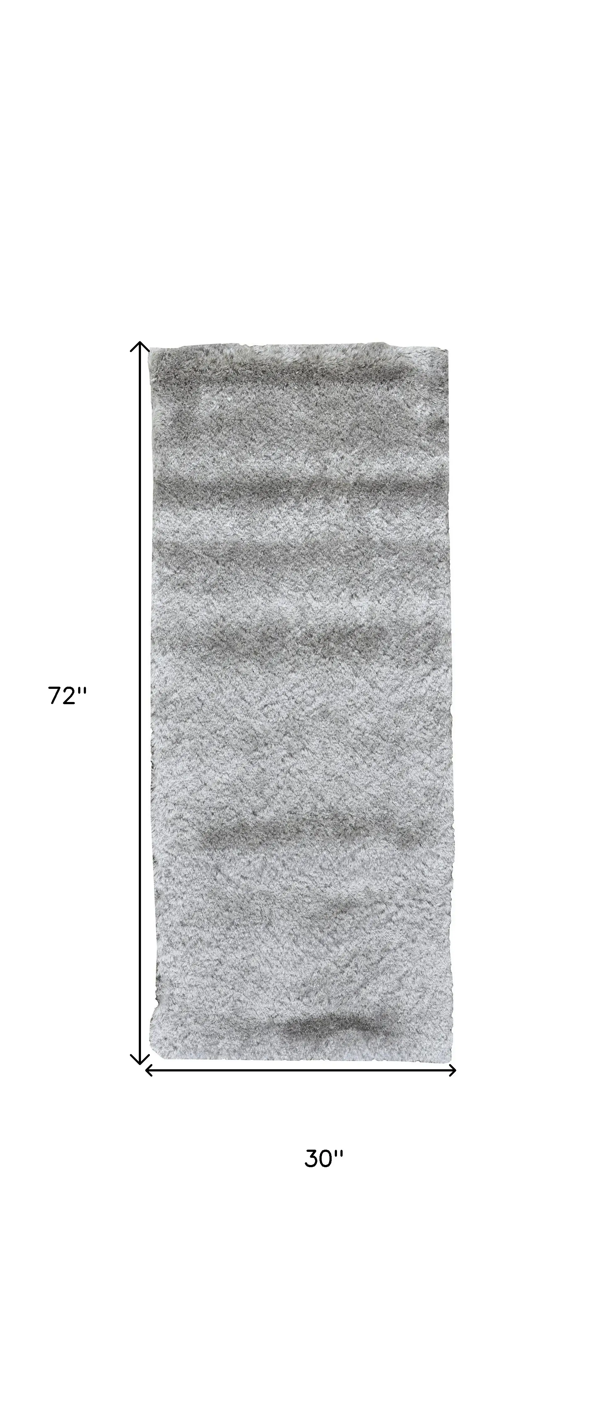 6' Gray Shag Hand Tufted Runner Rug - Image 3