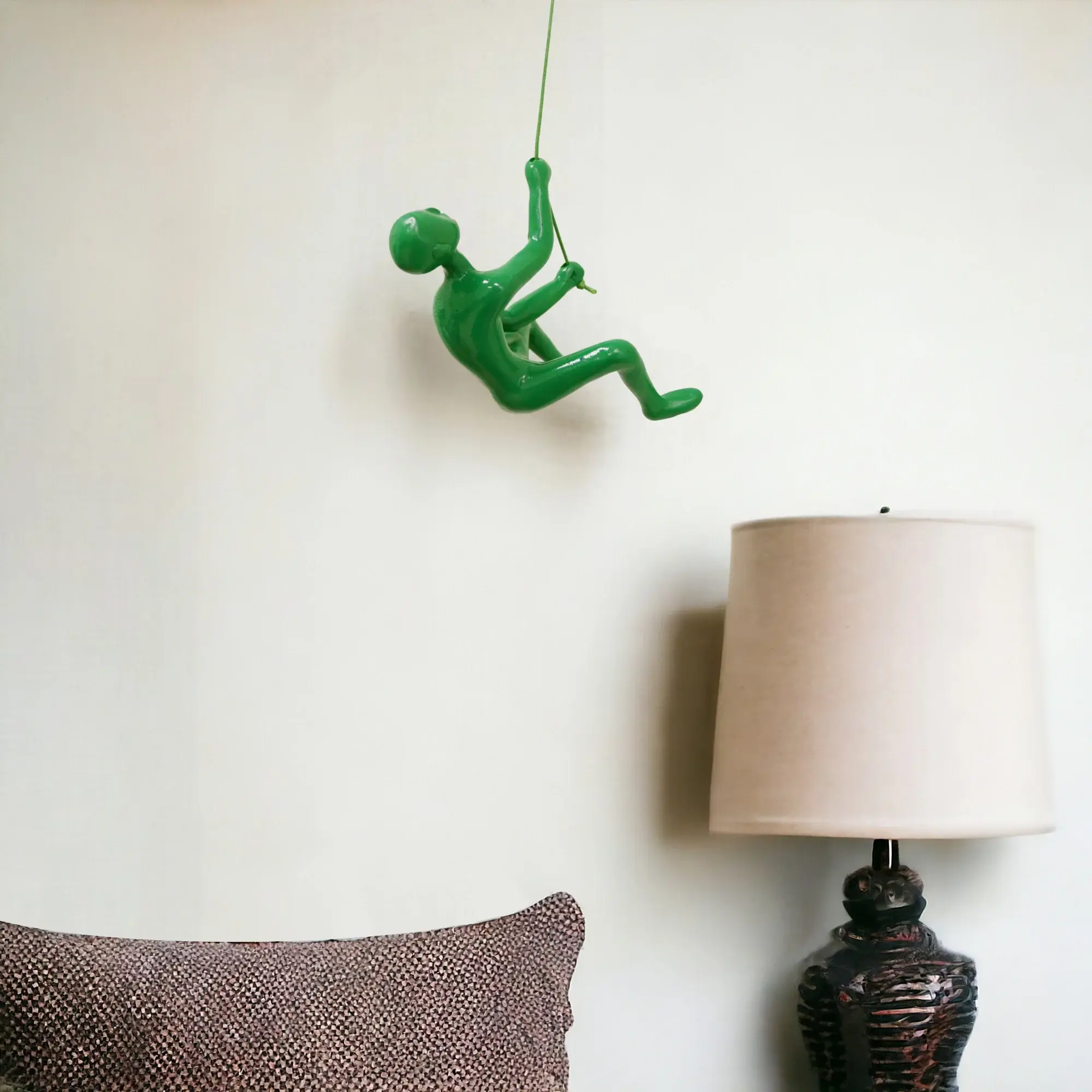 6" Green Unique Climbing Man With Rope Wall Art - Image 2