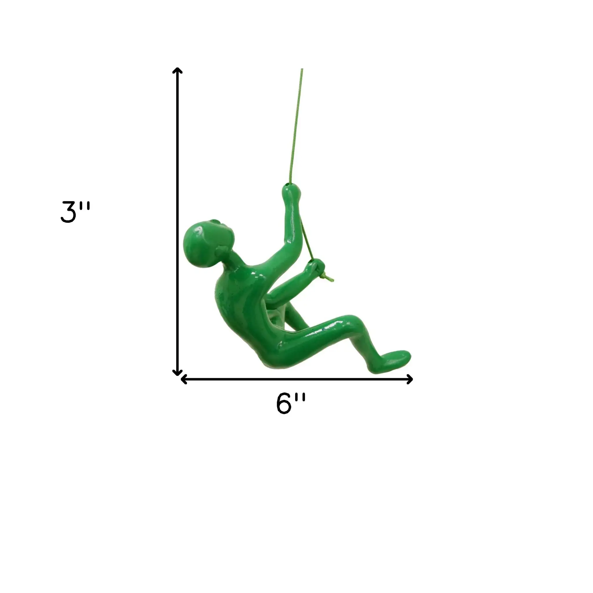 6" Green Unique Climbing Man With Rope Wall Art - Image 6