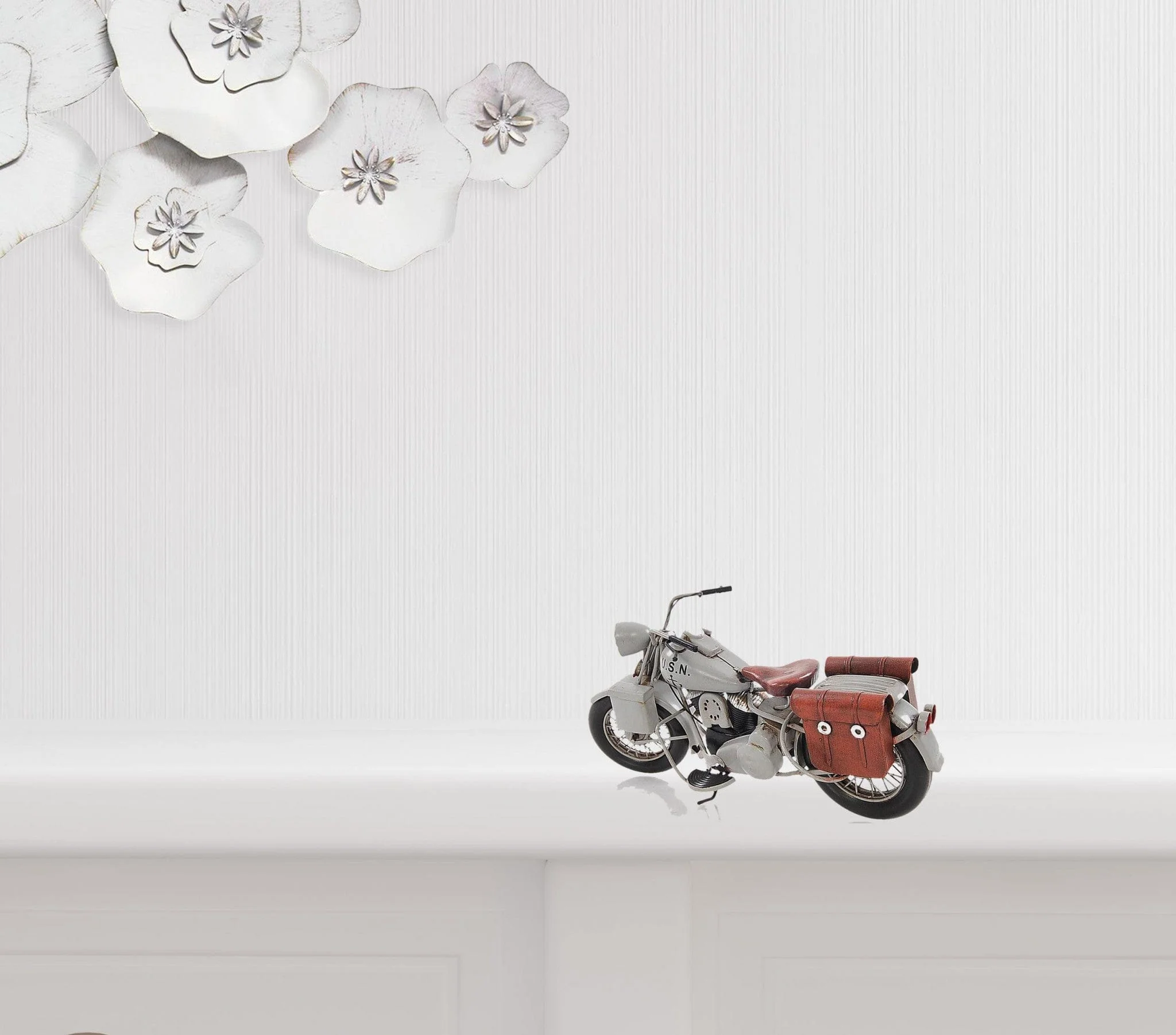 6" Grey Metal Hand Painted Decorative Motorcycle - Image 2